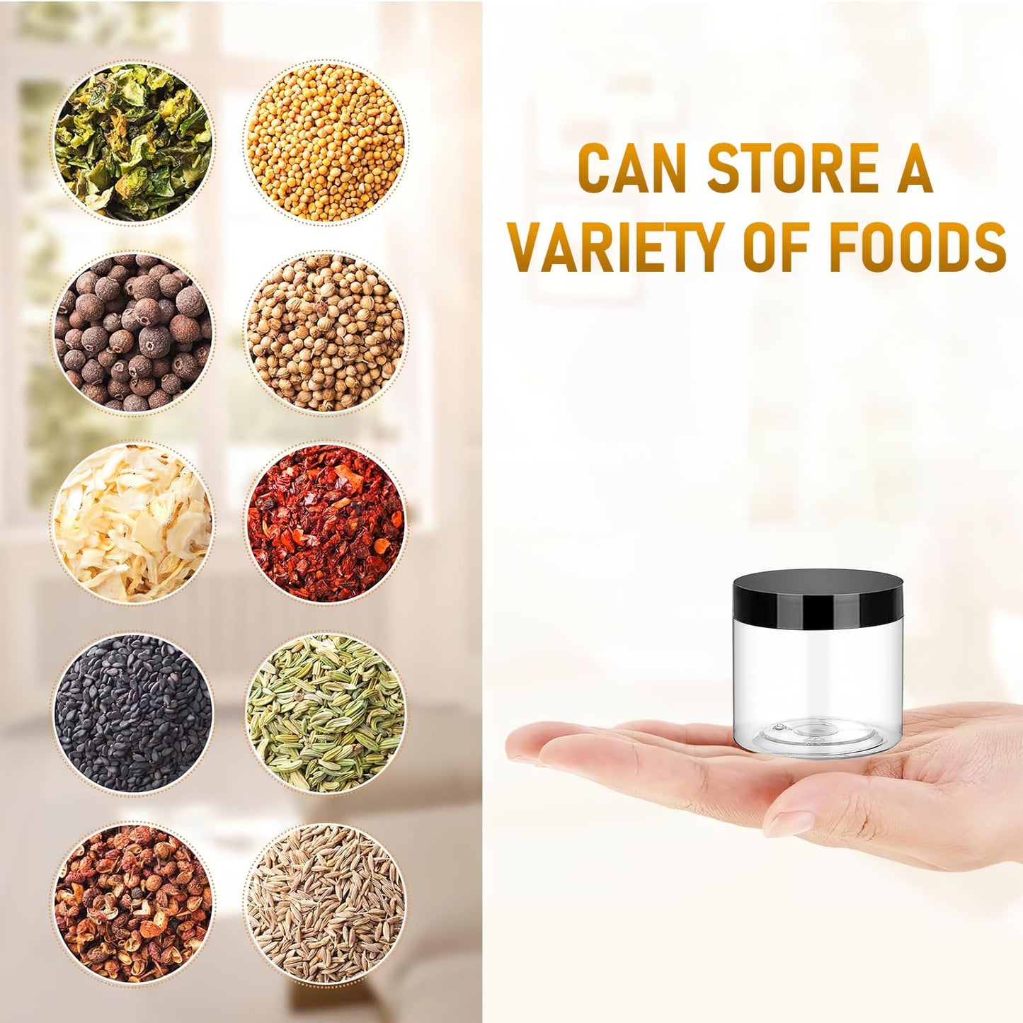 50 Pcs Clear Plastic Round Jars with Lids, 2oz/60ml Leak-Proof Cosmetic Storage Containers for Kitchen Use, Travel,Beauty Products, Cream, Scrubs, Bath Salt