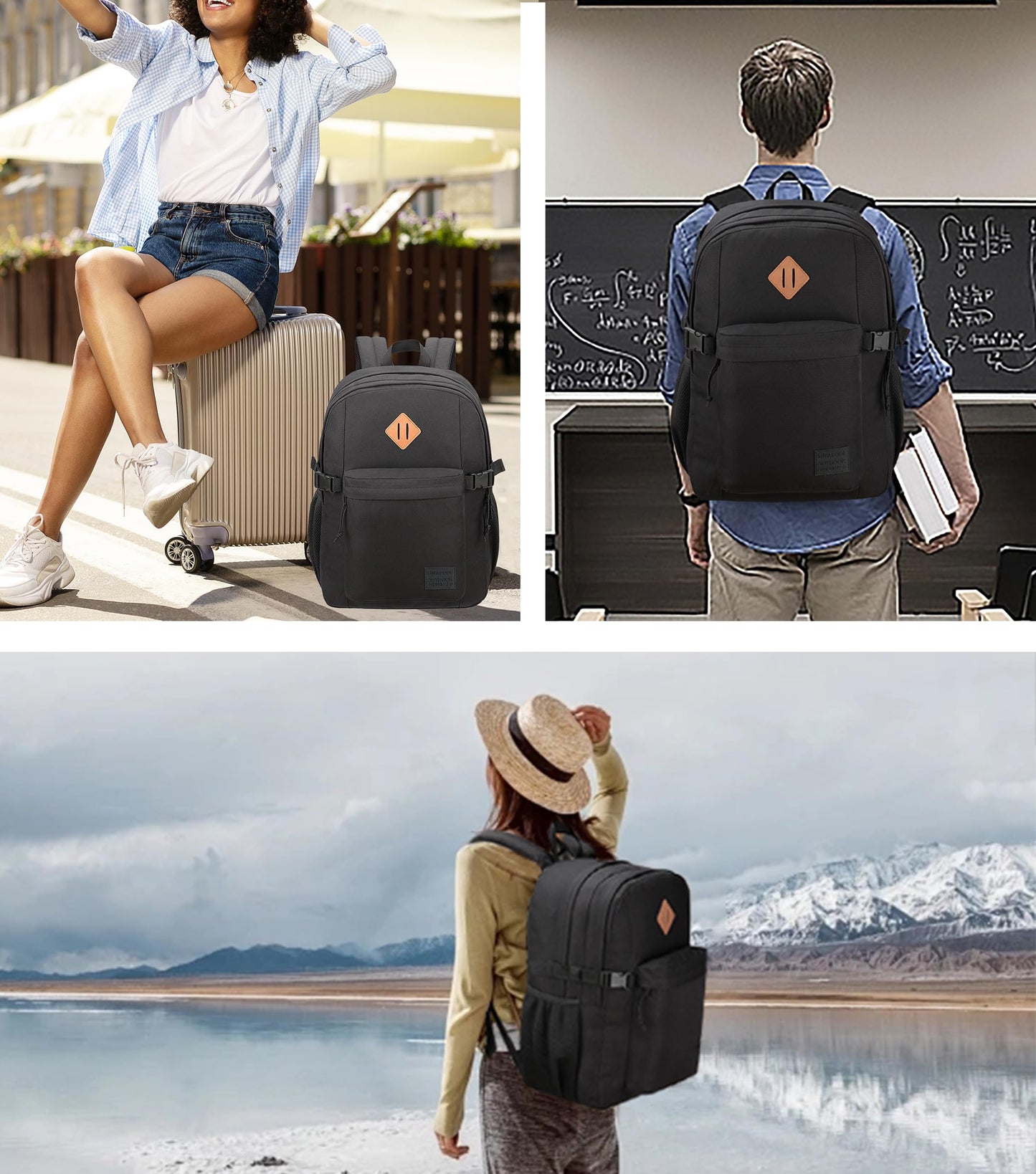 SUPACOOL Lightweight Casual Backpack for Men and Women, Travel Backpack, Large Backpack for Boys and Girls, black, Mittelgroße