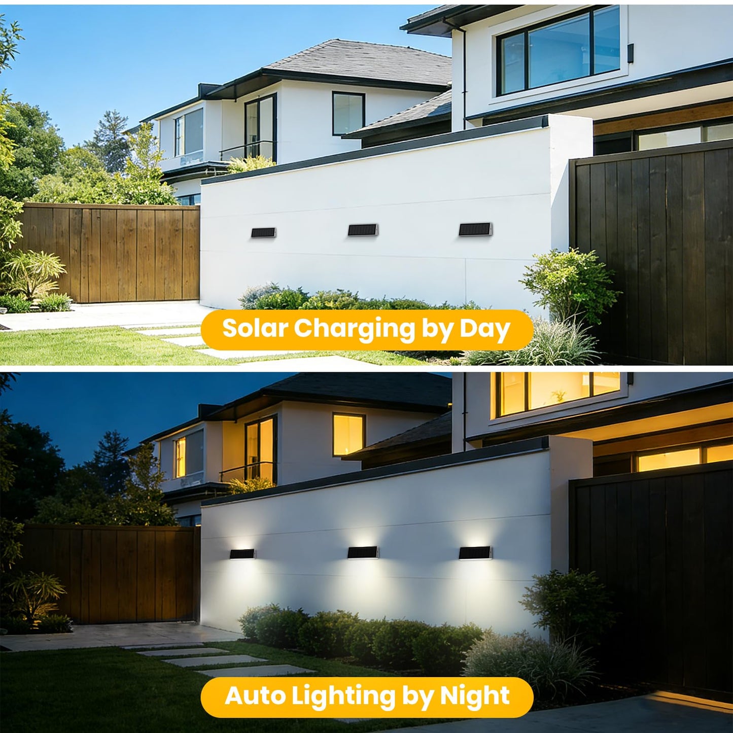 SOTTLOT Solar Lights, 700LM Up and Down Solar Outdoor Light Dimmable, 4000K Anti-Glare Solars Wall Lights Outdoor Waterproof for Fence Patio Yard Garage Garden Porch