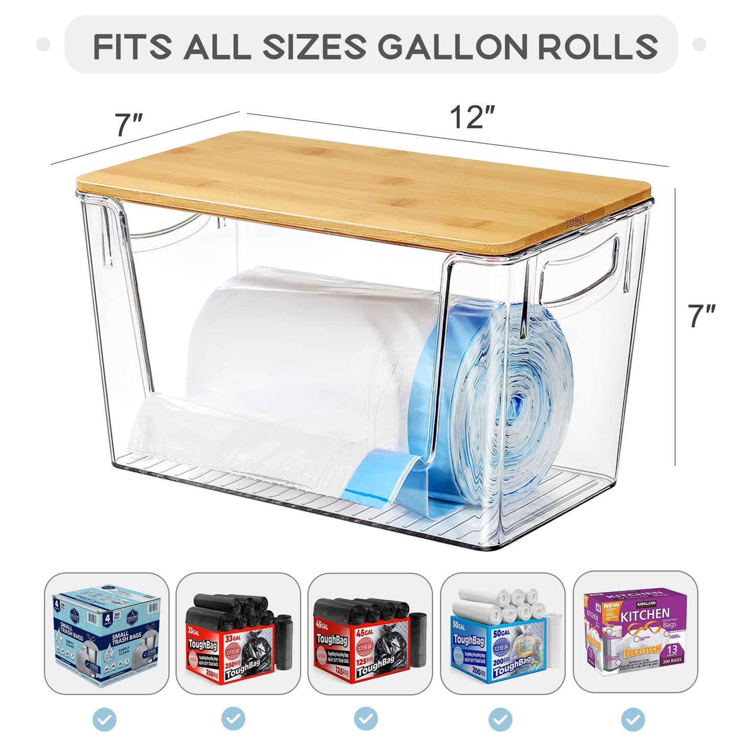 Pantry Organizers Storage, 2 Pack Large Capacity Clear Storage Bins with Bamboo Lids for Onion, Potato, Garlic, Canned Food, Under Sink Organizer Kitchen Countertop Organizer