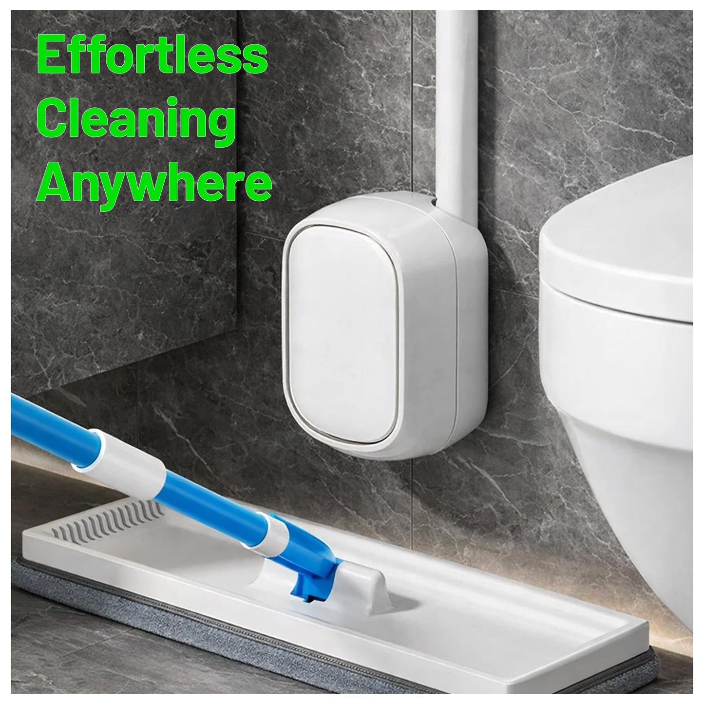 CiLoN Disposable Toilet Cleaning System + 30 Disposal Toilet Bowl Brush Refill Heads. Space-Saving Wall Mounted Toilet Brush and Holder Set for Modern Bathrooms & RVs. (Starter Kit + 30 Sponge Pads)