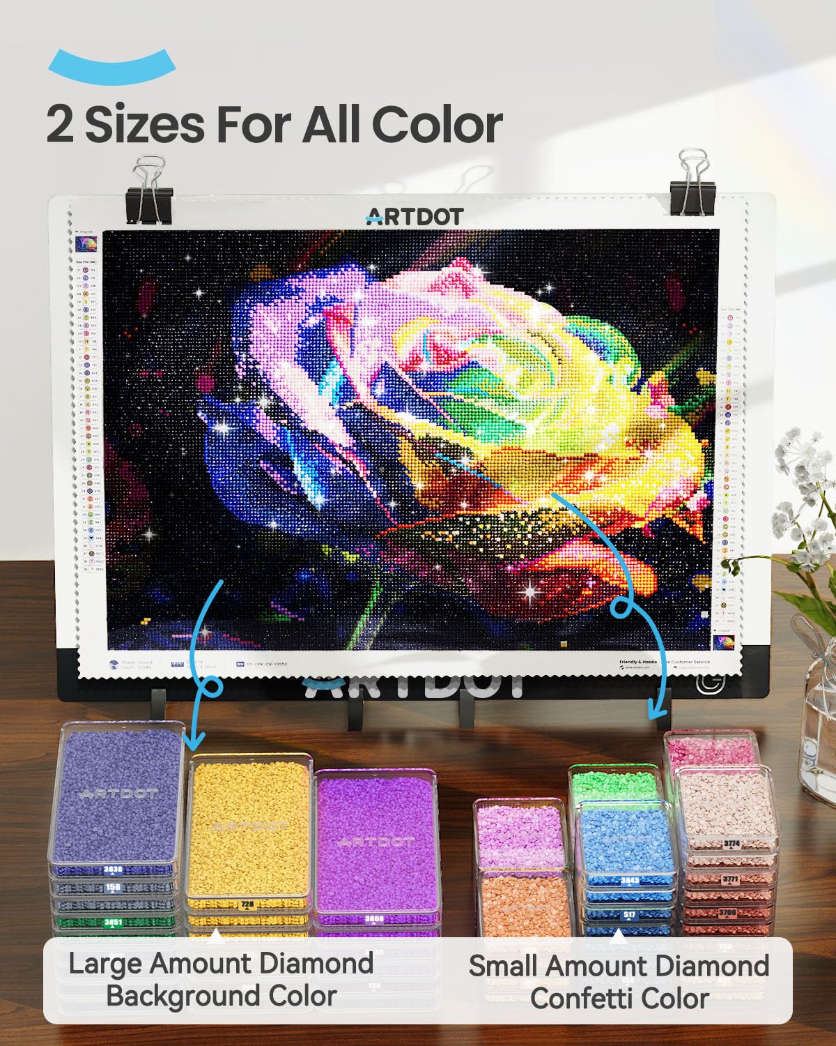 ARTDOT 60 PCS Stackable Diamond Painting Storage Trays for Adults with Lids, 2-in-1 Stackable Diamond Art Accessories and Bead Storage Organizers, Perfect for Peinture Diamant and Diamond Dots