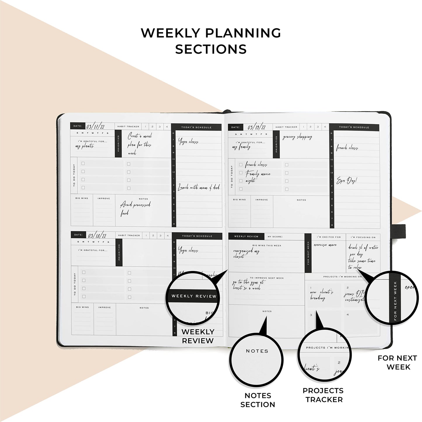 Smart Daily Planner- A4 Size 11 x 8.5 inches – Undated Agenda Daily Planner – Achieve Goals & Increase Productivity, Time Management & Happiness - Daily Weekly Monthly Planner with Gratitude Journal and Hardcover (Black)