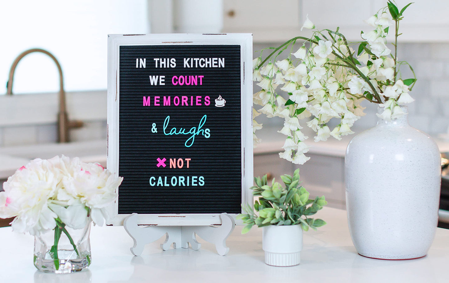Rustic Felt Letter Board Ultimate Bundle Farmhouse Vintage White Wood Frame and Stand by Felt Creative Home Goods Changeable Message Memo Board 800+ Letter Set (Black, 12x16 Inches)