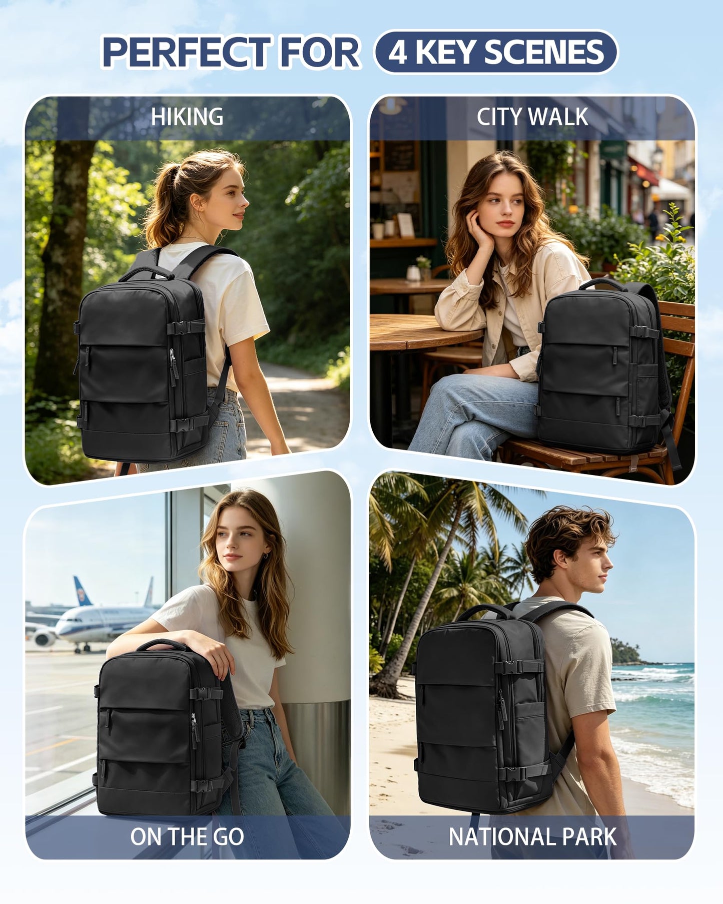 Travel Backpack Cabin Bag for Ryanair 40x20x25 Carry on Luggage Backpack Personal Item Backpack for Women Lightweight Water-Resistant Daypack for Business Weekend Trip School Outdoor Rucksack