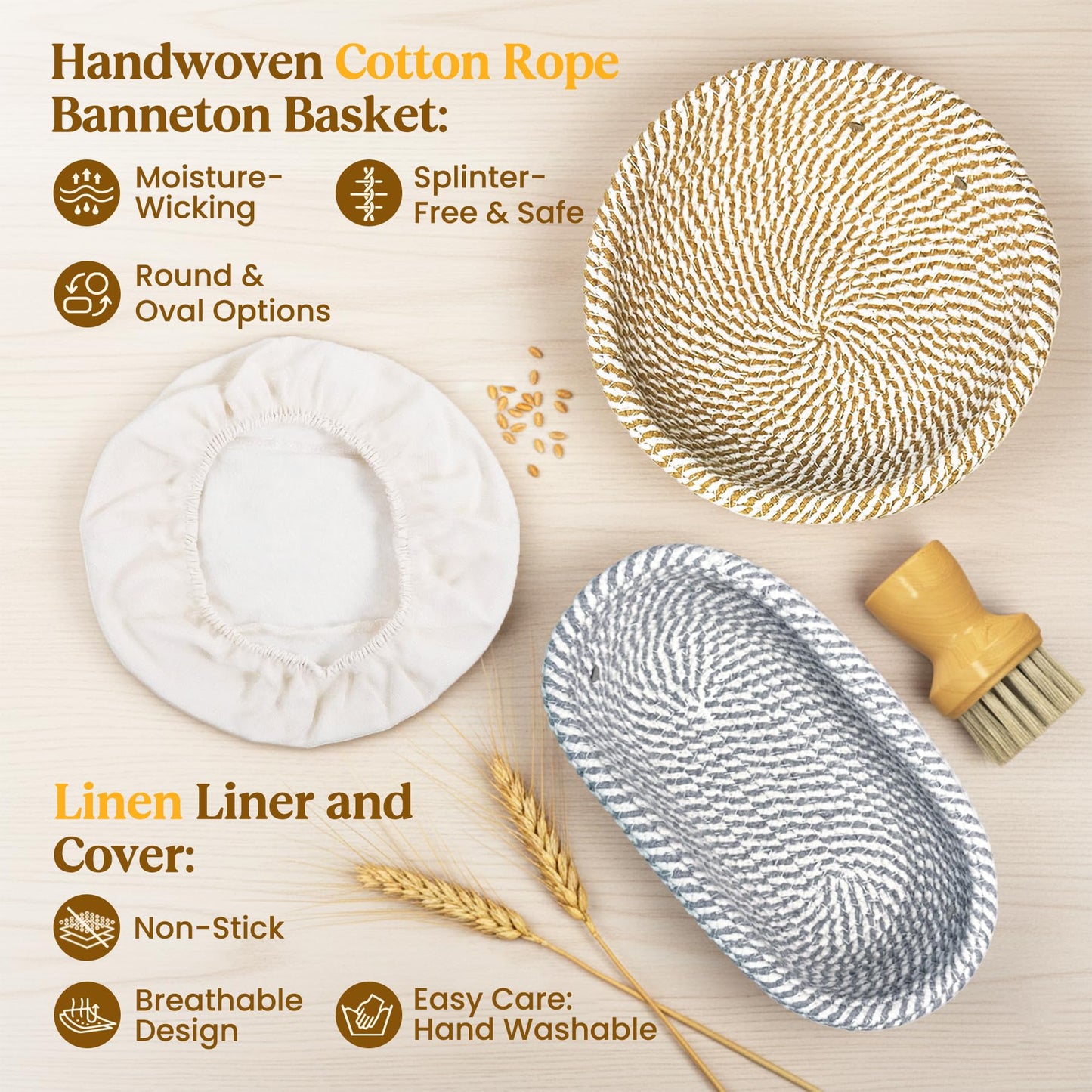 Sourdough Bread Starter Kit – Complete Sourdough Kit with Cotton Banneton Proofing Basket, 34oz Sourdough Starter Jar & Sourdough Tools – Sour Dough Starter Kits Gift for Bakers Beginners Moms