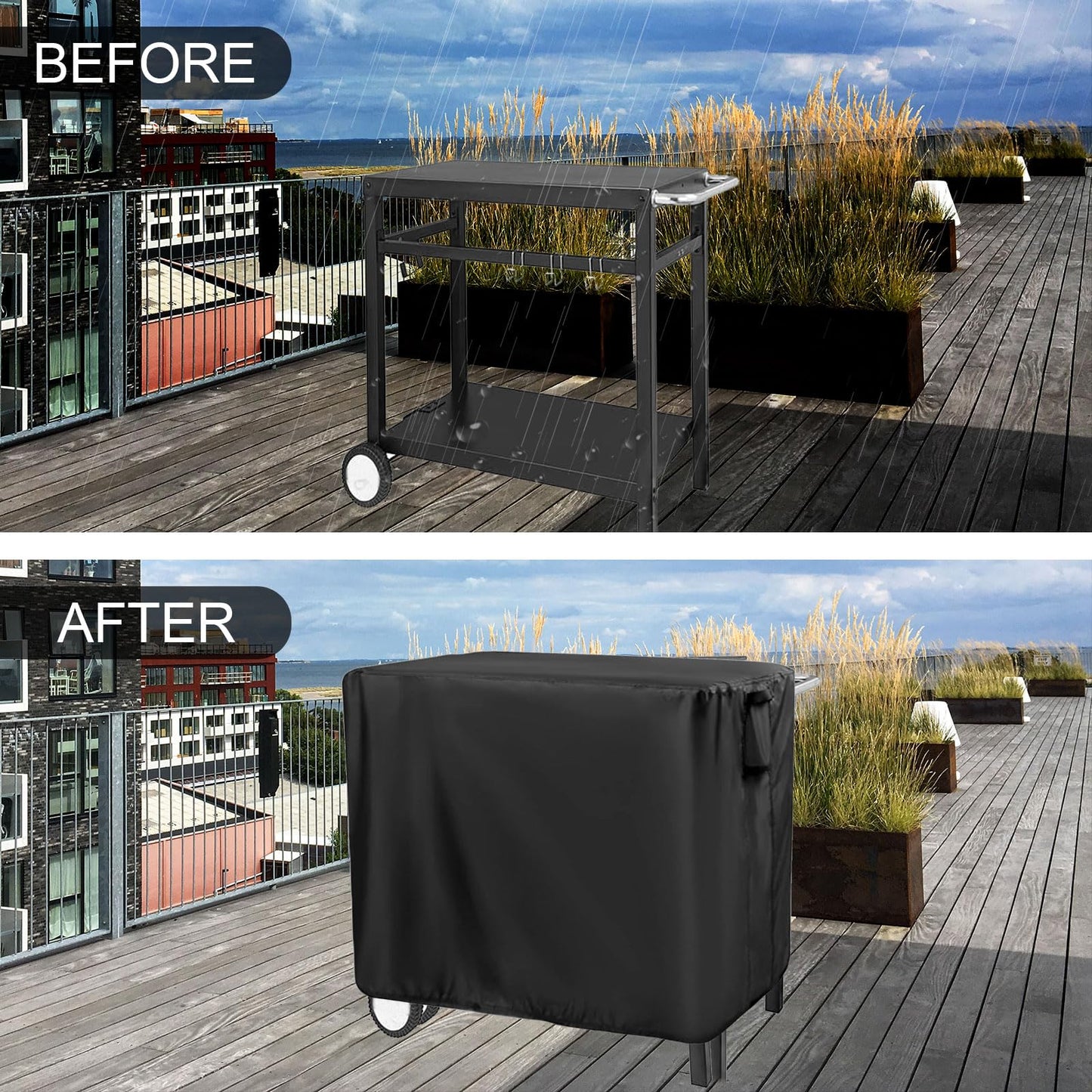 Ancadar Prep Table Cover for Keter Unity Portable Table, Outdoor BBQ Cart Cover Buffet Grill Table Cover Bar Tool Cart Cover Cooler Covers Waterproof (40inch)