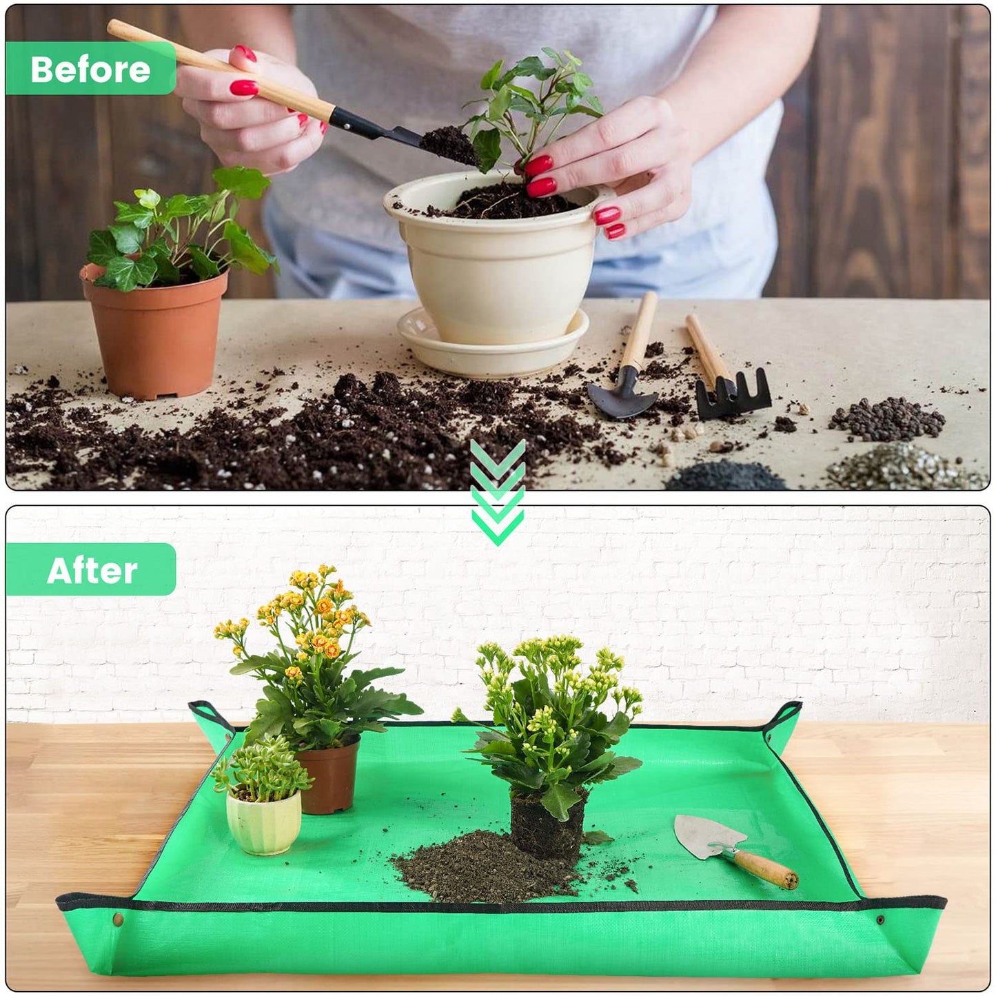 3PCS 39.5" x 31.5" Large Potting Mat for Indoor Plants Transplanting and Dirt Control