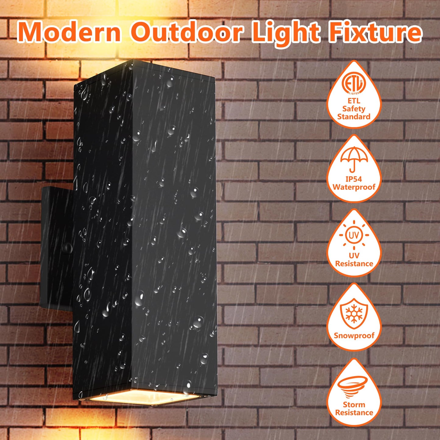 Outdoor Wall Light, Waterproof Outdoor Light Fixture Wall Mount Porch Lights Aluminum Exterior Light Fixtures Up Down Wall Lamp Sconce, Black