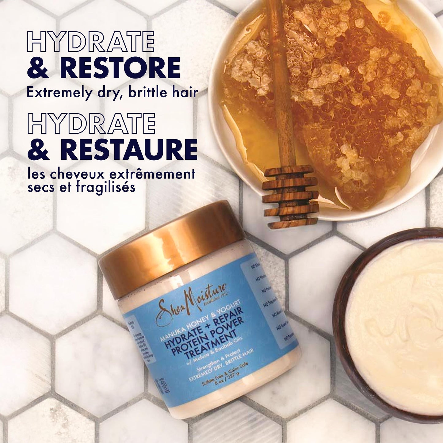 SheaMoisture Manuka Honey & Yogurt Shampoo, Conditioner & Protein Power Treatment For Dry, Damaged Hair Formulated Without Sulfates, Silicones, Parabens, Phthalates, Mineral Oil or Petrolatum 3 Pack