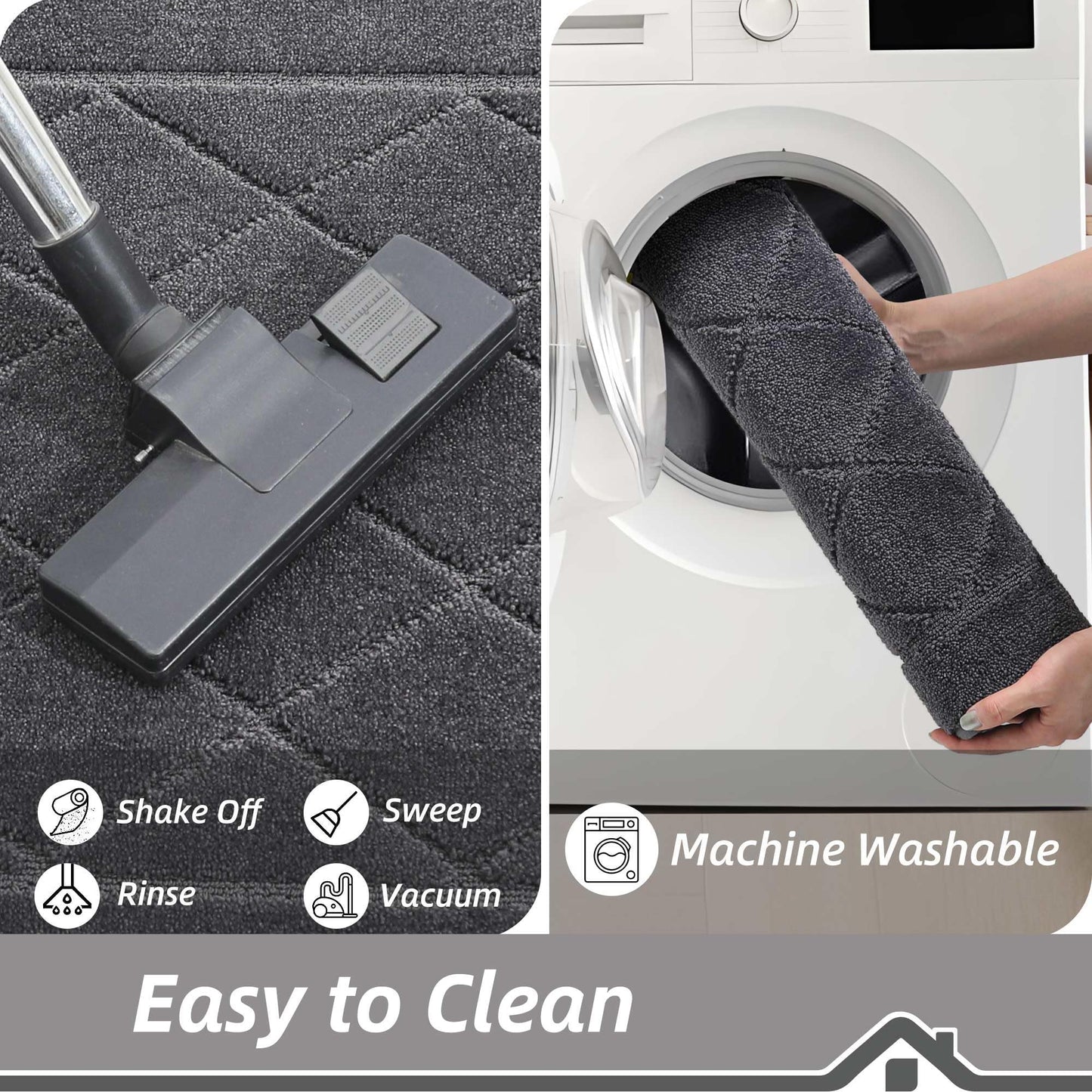 BEQHAUSE Dirt Trapper Door Mat 32" x 48", Non-Slip Doormat Washable Entryway Mat Dog Door Mat, Stain Resistant and Absorbent Welcome Mat for Front Back Door, Muddy Wet Shoes & Paws, Dark Grey