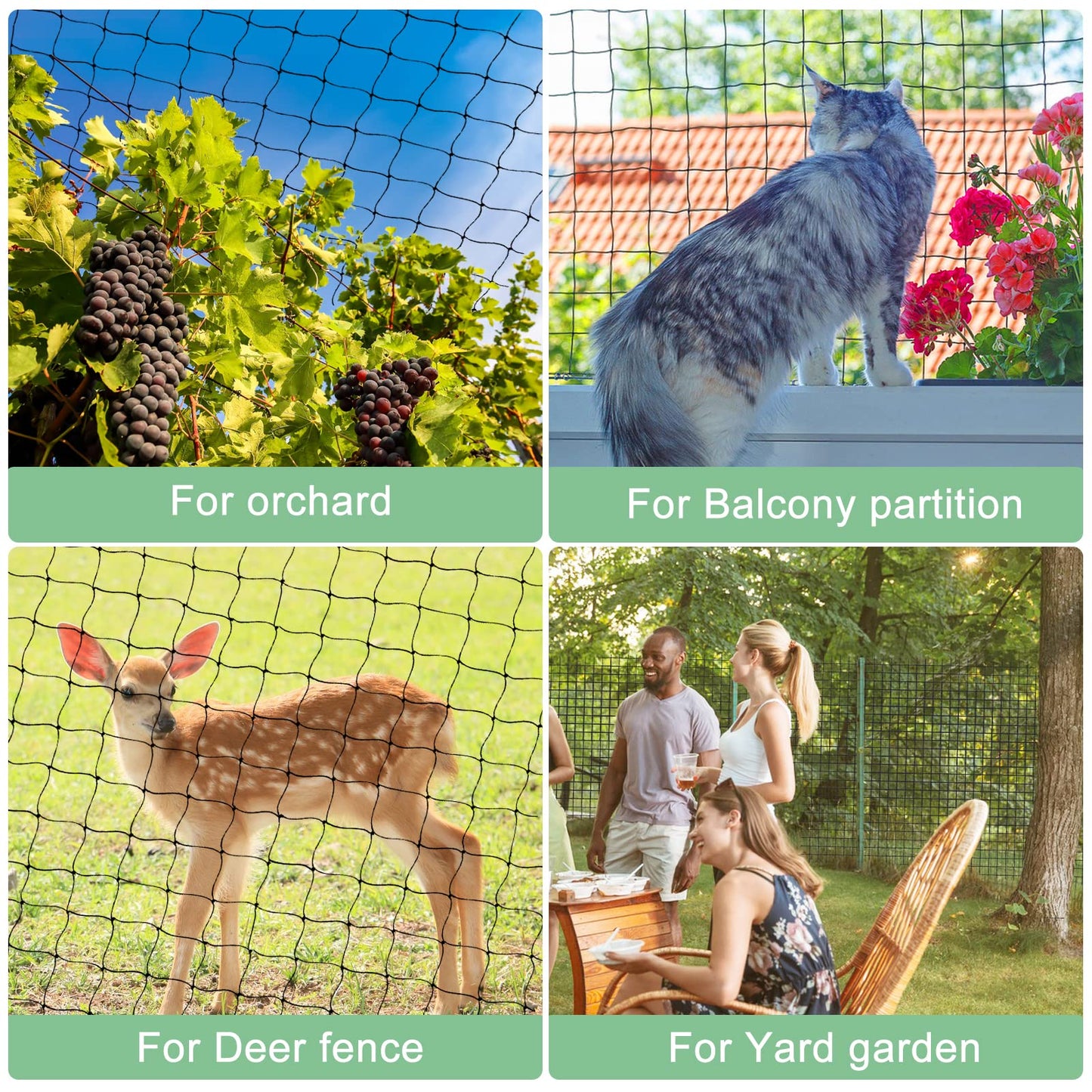 BSTPCOO Bird Net 50'x50' for Chicken Coop, Heavy Duty Nylon 3/4" Mesh Garden Netting, Aviary, Deer Fence, Pests Trellis for Fruits Trees Plant