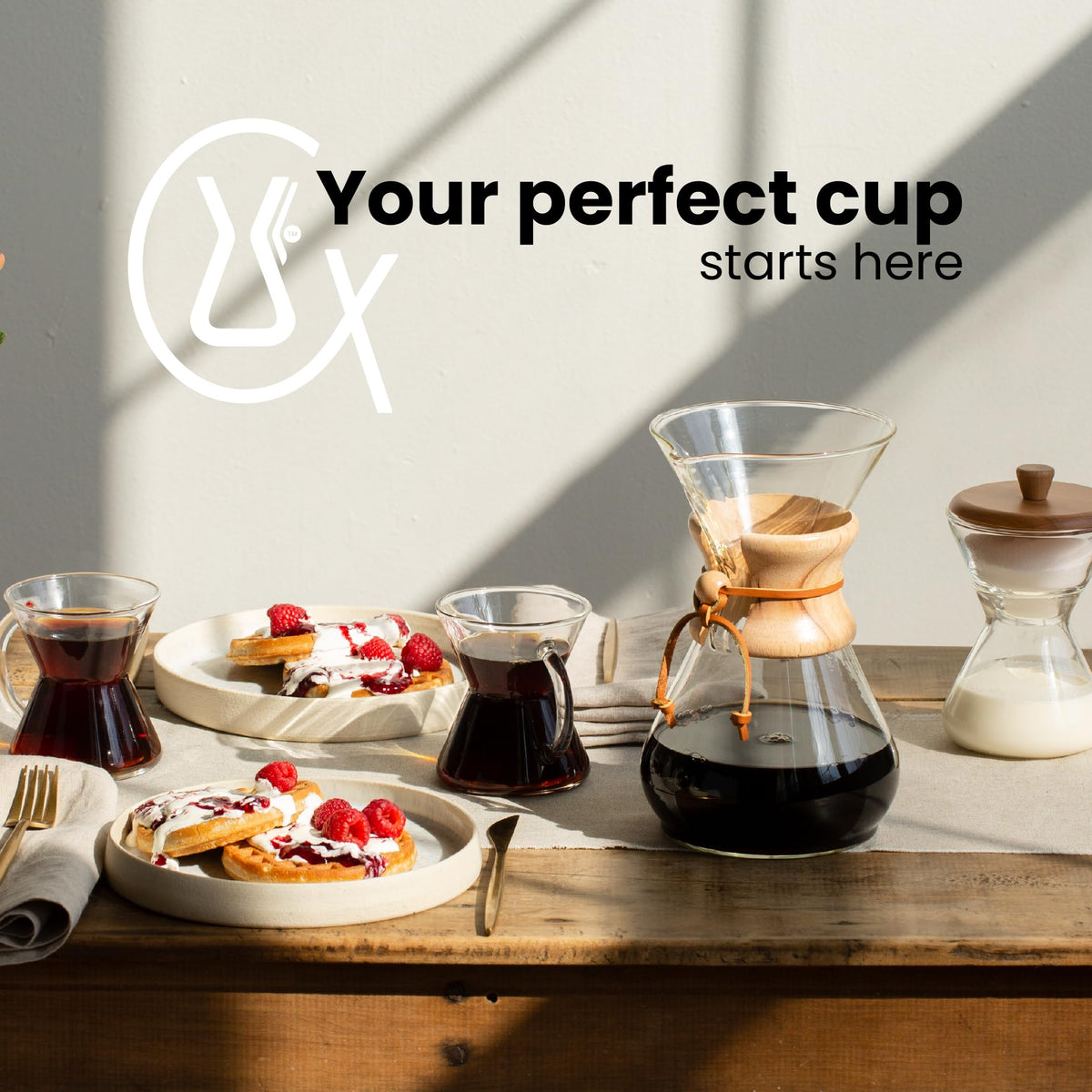 Chemex FSU-100 Natural Bonded Pre-folded Squares Coffee Filters Set of 2 (200 Filters) with Free FOXGALLERY Coffee Guide by Chemex