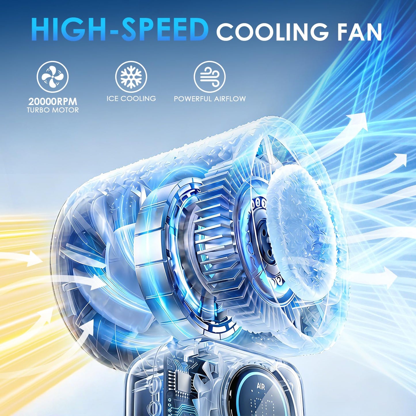 FurBall 4-IN-1 Portable Handheld Fan with Ice Cooling, High-speed Turbo Power 100 Gear Adjustable, LED Display, 6000mAh Rechargeable Battery, Foldable & Quiet Personal Fan for Travel, Office, Outdoor