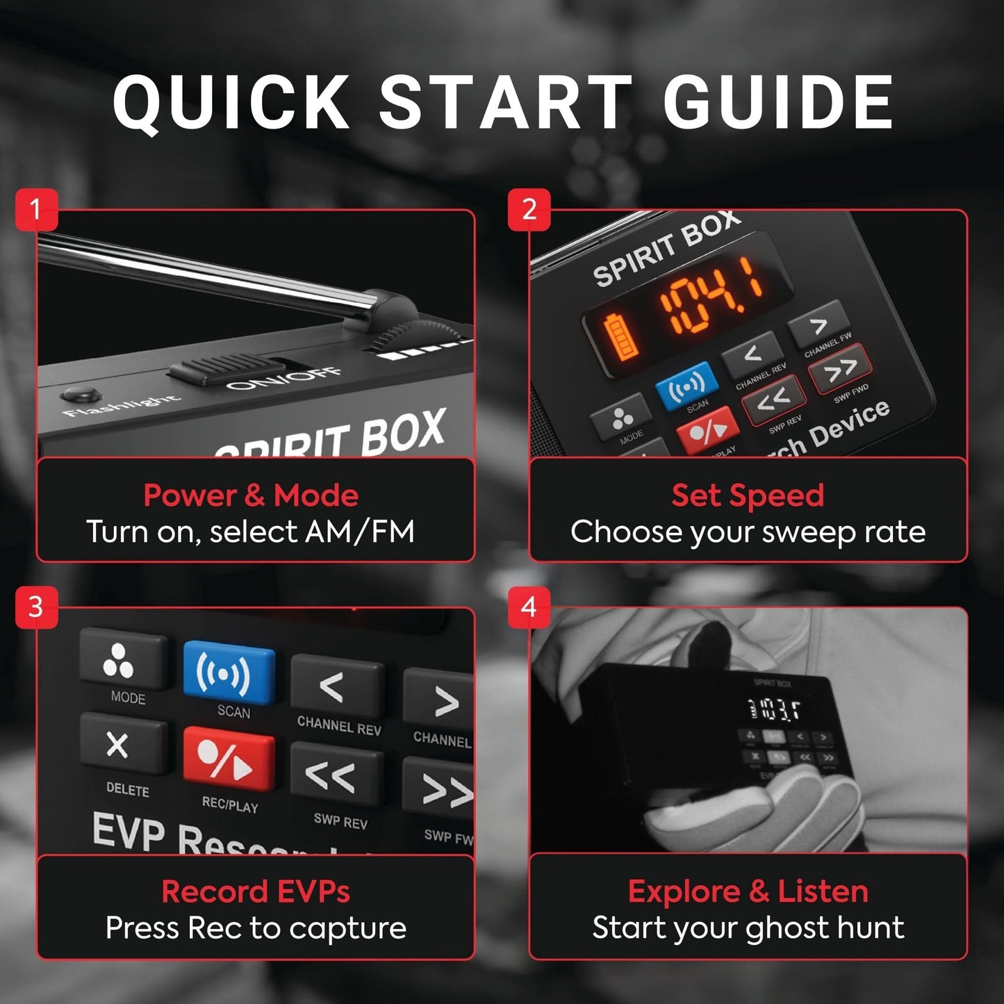 PARANORMIC Spirit Box Ghost Hunting Equipment — Handheld EVP Ghost Hunting Equipment Kit with 32 GB Micro SD & Integrated Flashlight — Paranormal Equipment Ghost Box for Scanning & Recording Spirits
