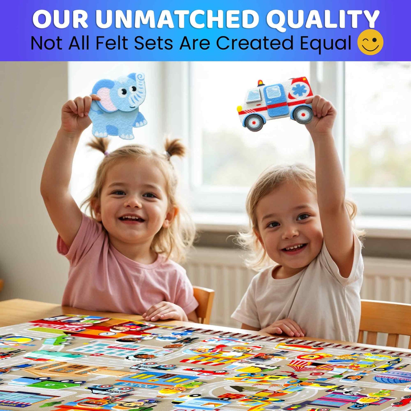 QUOKKA City Felt Board for Kids 3-5 Years Old - Social Emotional Preschool Learning Activities for Ages 3-4 - Educational Flannel Toy for Toddlers 3 - Emotion Skills Speech Therapy Gift