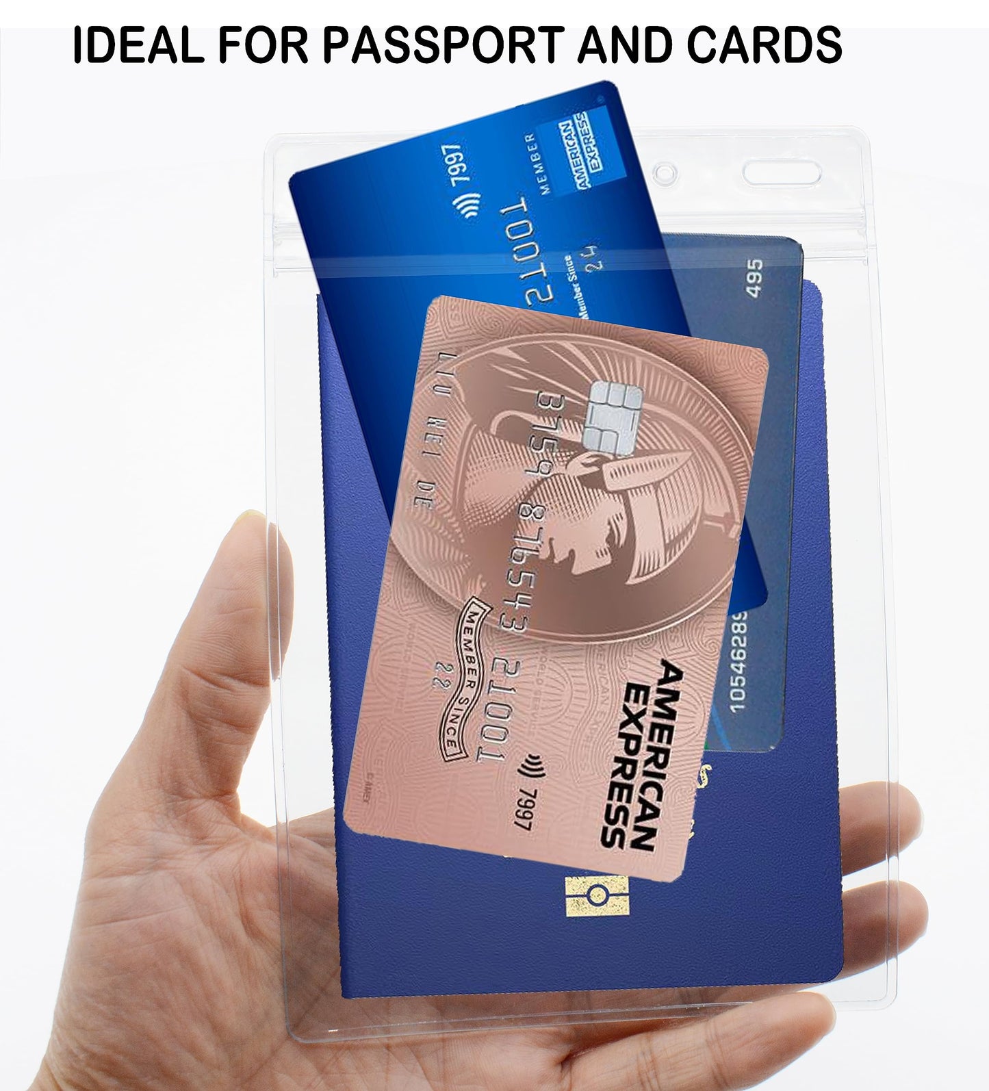 100 Pack -Extra Large 4 3/8 X 6 Passport & Badge Holder - Sealable Clear Plastic 4 X 6 Card Insert Protector for Sports Tickets, Press Passes and Name Badges by WINURE