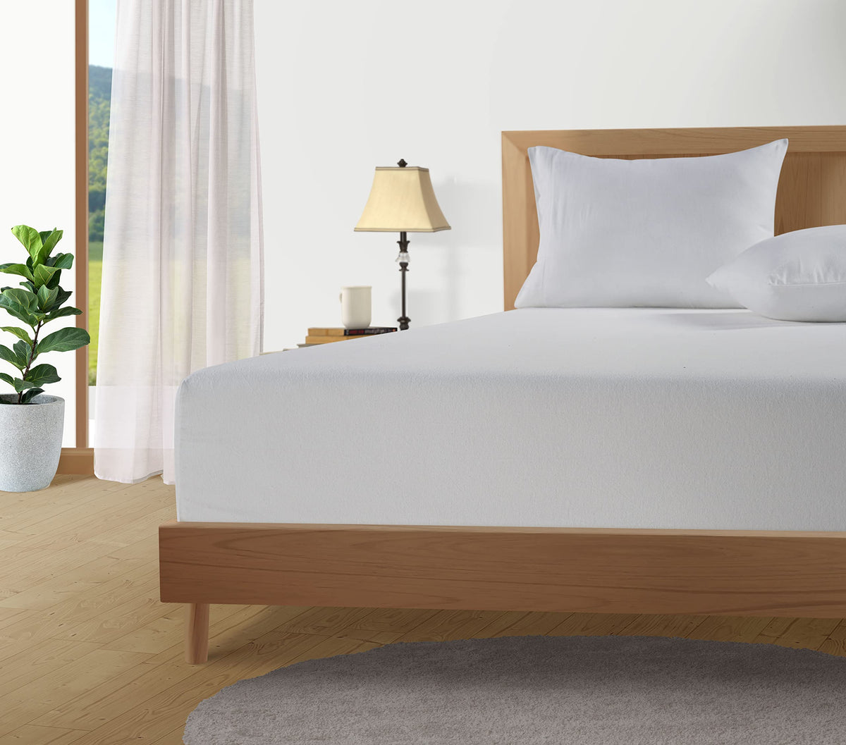 100% Cotton Flannel Sheets Set - White Flannel Sheets Queen Size, 4-Piece Bed Sheets - Lightweight Bedding, Brushed for Extra Softness, Warm, Breathable, 15" Deep Pocket (Fits Upto 17" Mattress)