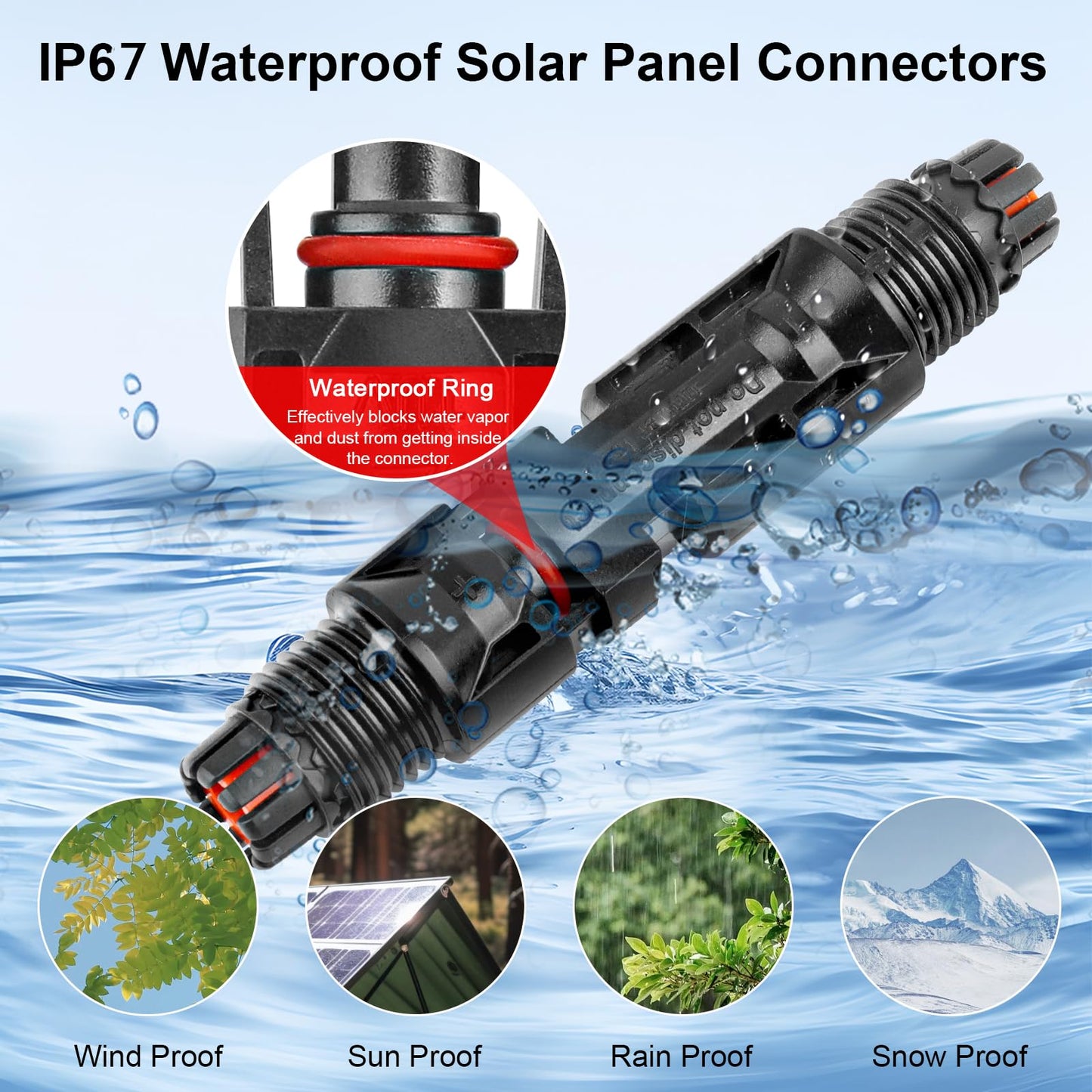 MOOKEERF Solar Connectors - 20Pairs / 40PCS Solar Panel Connector Male Female with Dual Spanners IP67 Waterproof