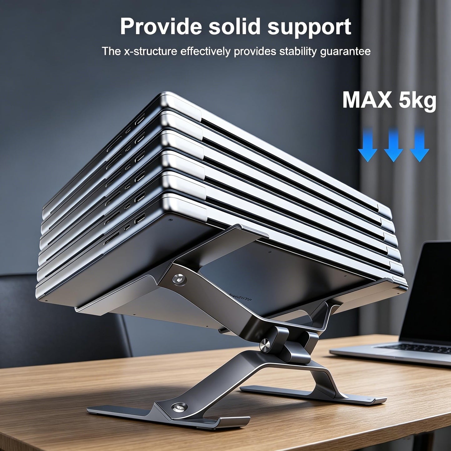 Adjustable Laptop Stand for Desk, Portable Laptop Riser, Ergonomic Computer Notebook Holder for MacBook Pro Air, Dell XPS, HP, Lenovo (13.3-17.3'') (Gray)