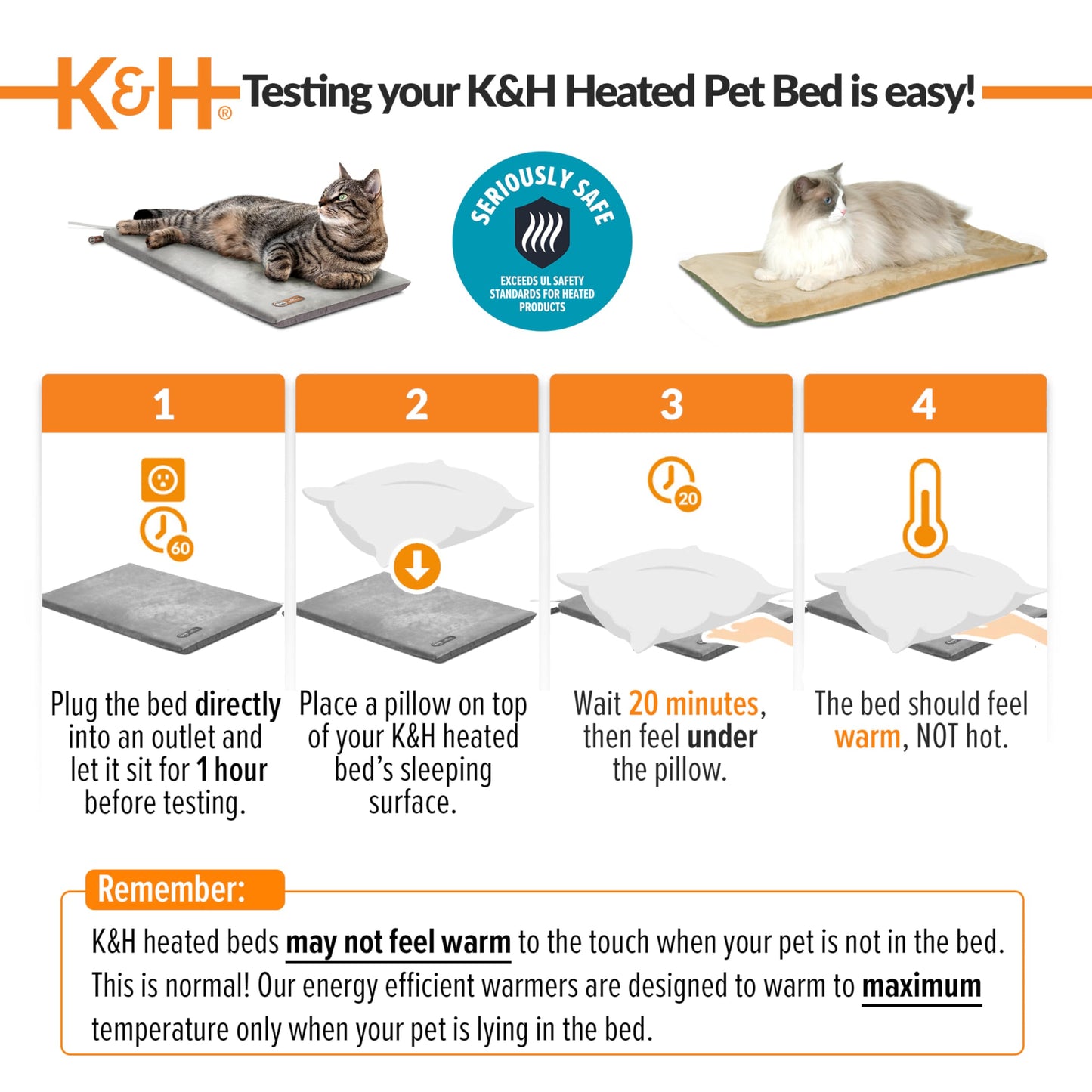 K&H Manufacturing Thermo-Kitty Mat 12.5-Inch x 25-Inch, 6-Watts, Mocha