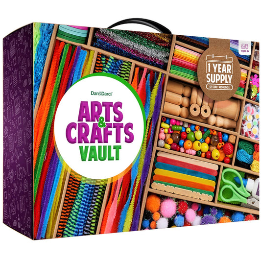 Arts and Craft Kit Vault - 1000+ Piece Crafts Kit Library in a Box for Kids Ages 8 9 10 11 & 12 Year Old Girls & Boys - Crafting Supplies Set Kits - Gift Ideas for Preschool Kids Project Activity