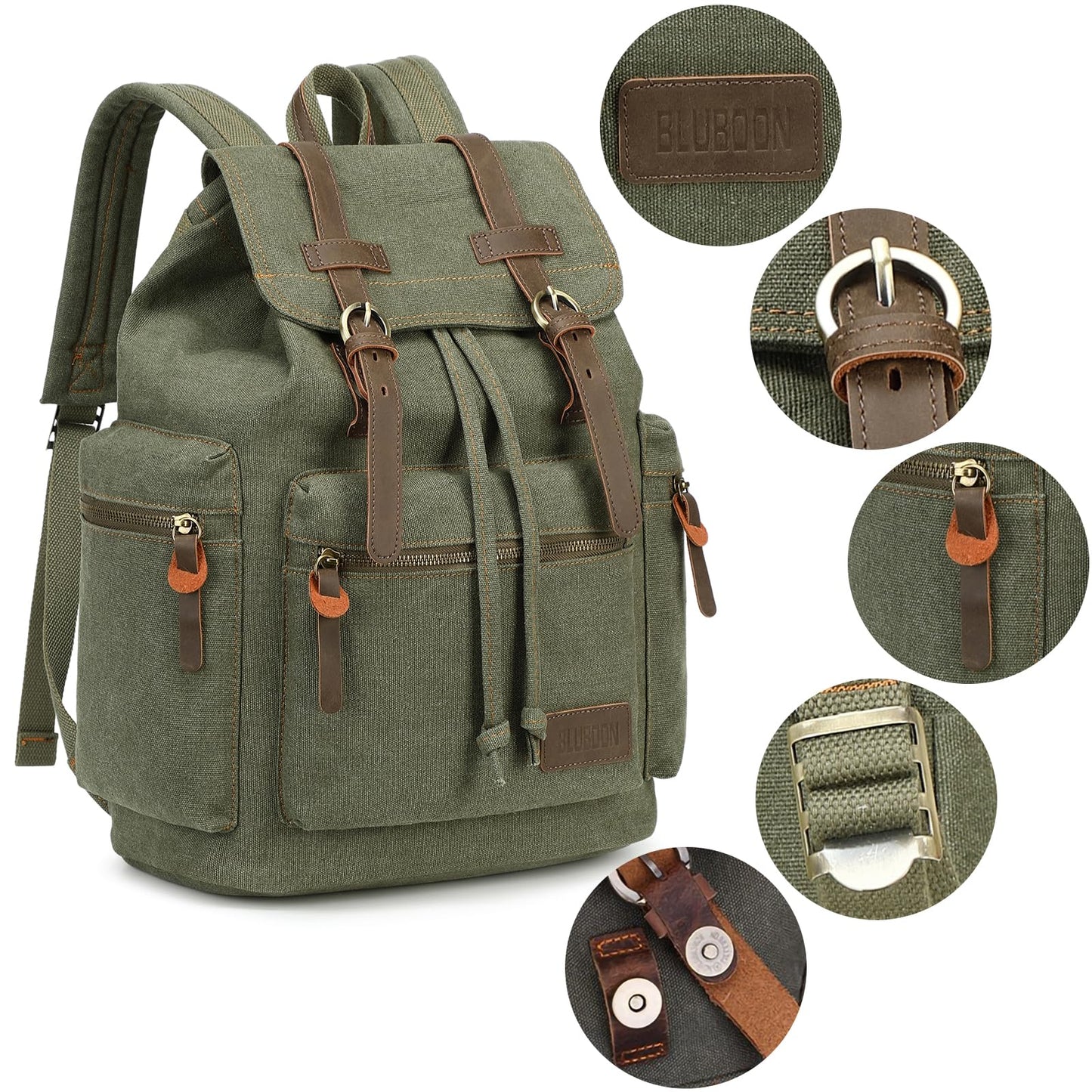 Vintage Canvas Backpacks Mens Rucksacks Casual Canvas Bags (Green)