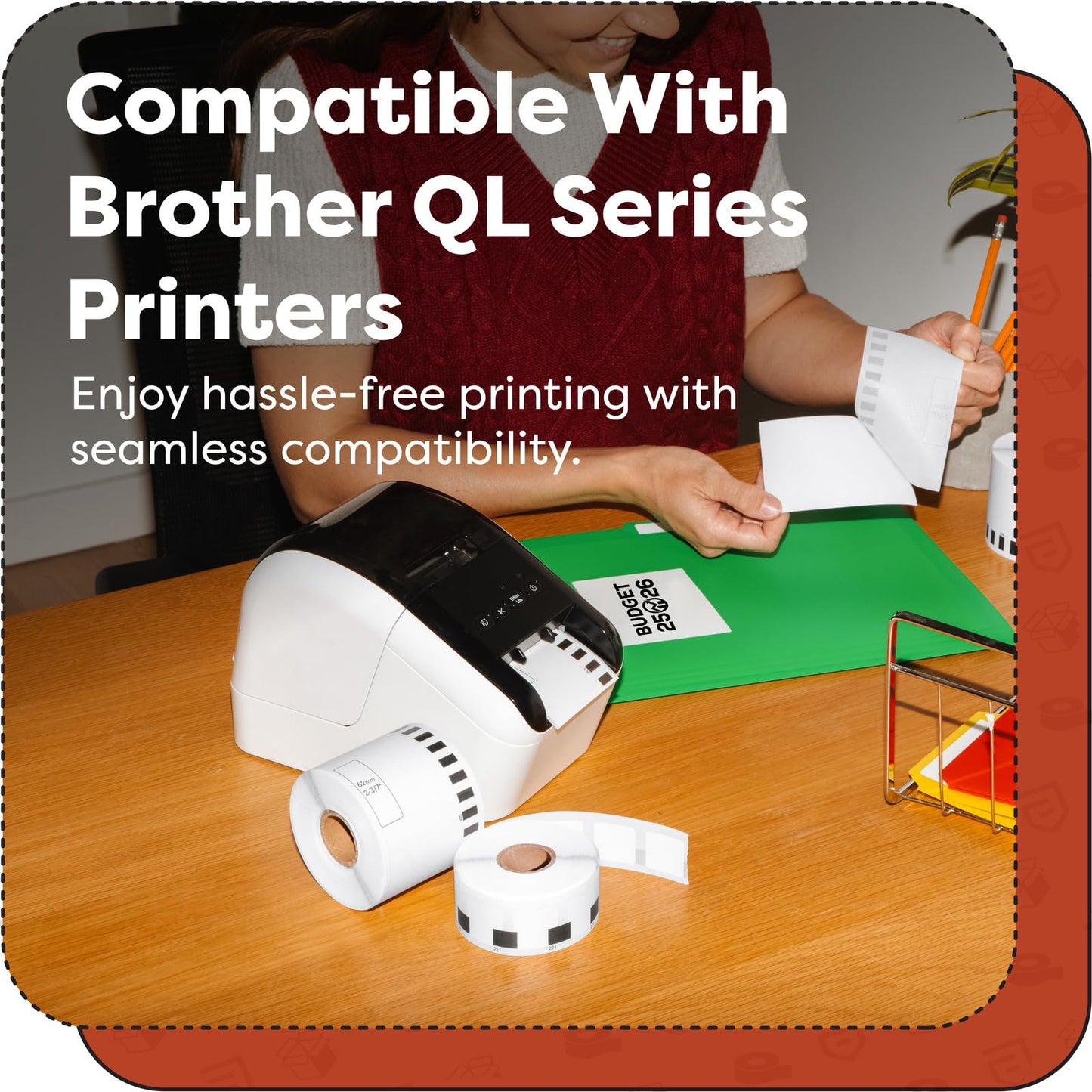 Aegis Adhesives - 2.4" X 100 Ft. Replacement for Brother DK-2205 (8 Rolls, 1 Frame) Direct Thermal Labels Continuous Paper Tape - Compatible with QL Label Printers