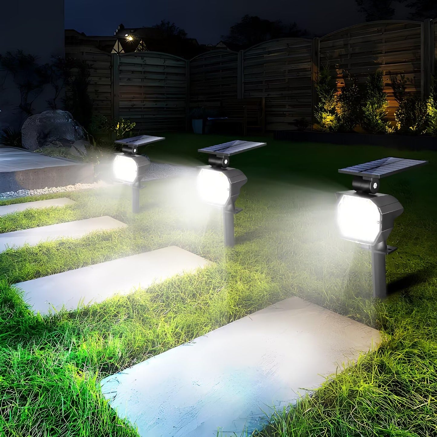 Solar Spot Lights Outdoor,Solar Lights Outdoor 23 LED 3 Lighting Modes Auto ON/Off Solar Spotlights, IP67 Waterproof for Garden, Yard and Outside Landscape 2 Pack (Cool White)