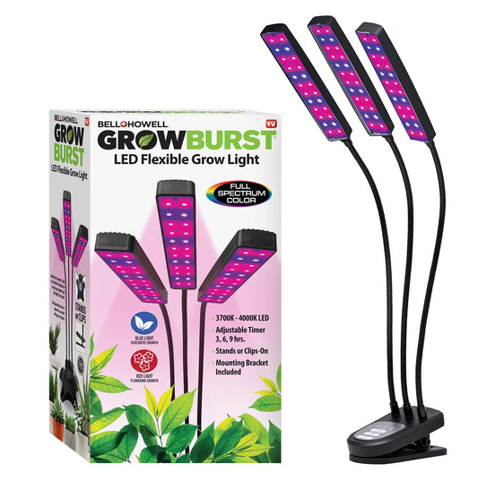 Bell+Howell Growburst 24” Indoor Plant Growing Lamp with 8 Brightness Settings, 3 Light Modes Including Full Spectrum UV Light As Seen On TV
