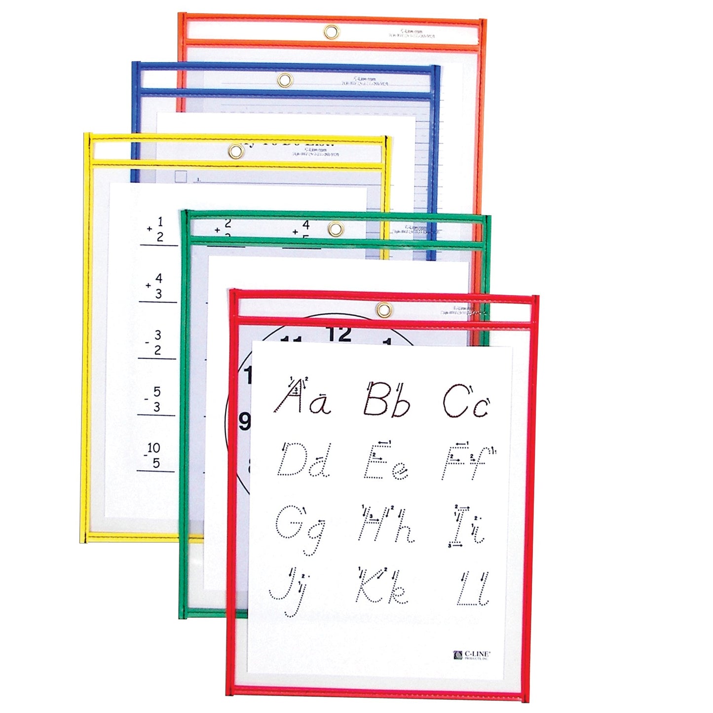 C-Line Reusable Dry Erase Pockets, 9 x 12-Inch, Assorted Primary Colors, 25-Count (40620)