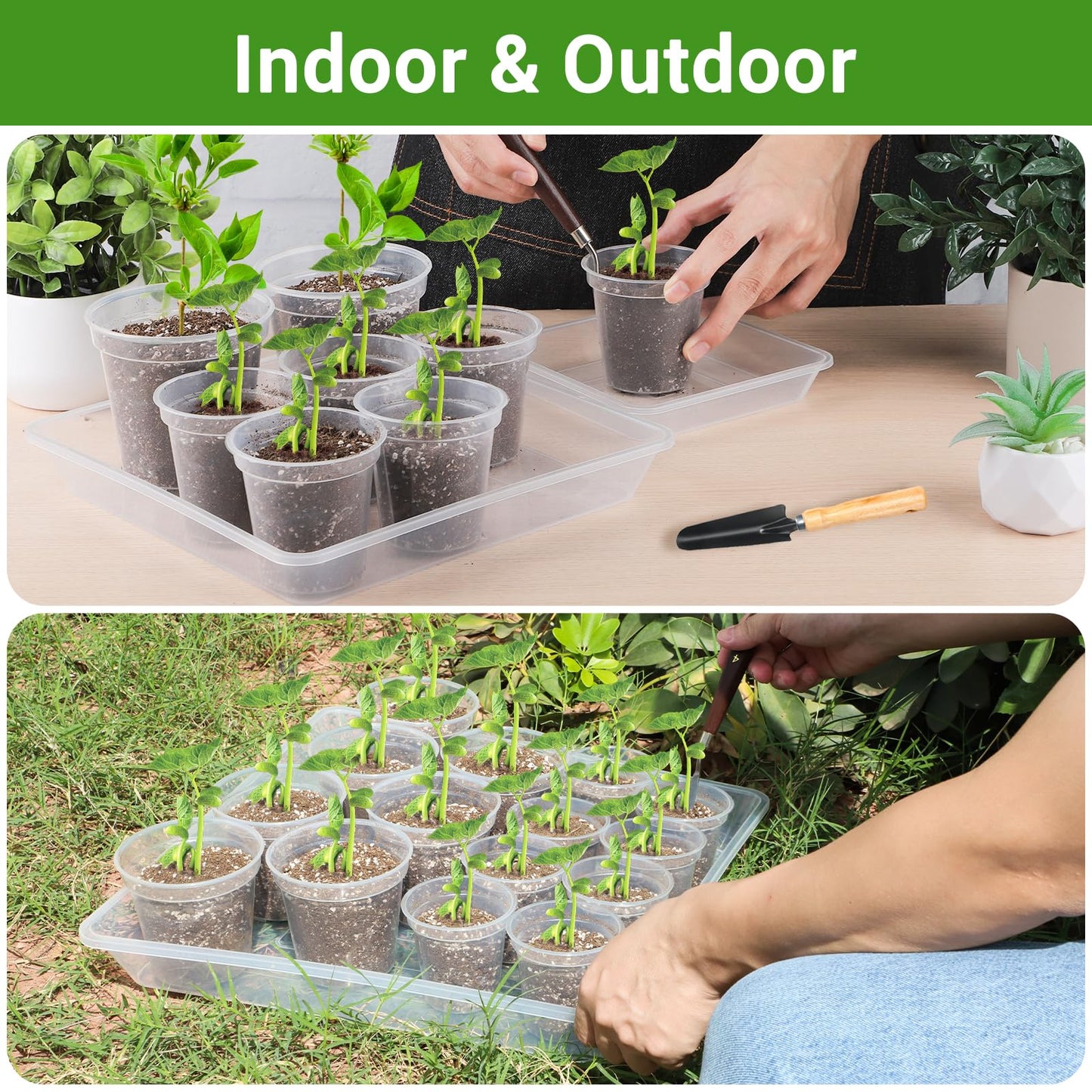 Greaner Clear Plant Plates to Catch Water, 12 Inch Durable Thick Saucer for Flower Pot, Square Plant Saucer Plant Trays for Pots, Flower Pot Saucers to Catch Water Drip Tray(6 Packs)