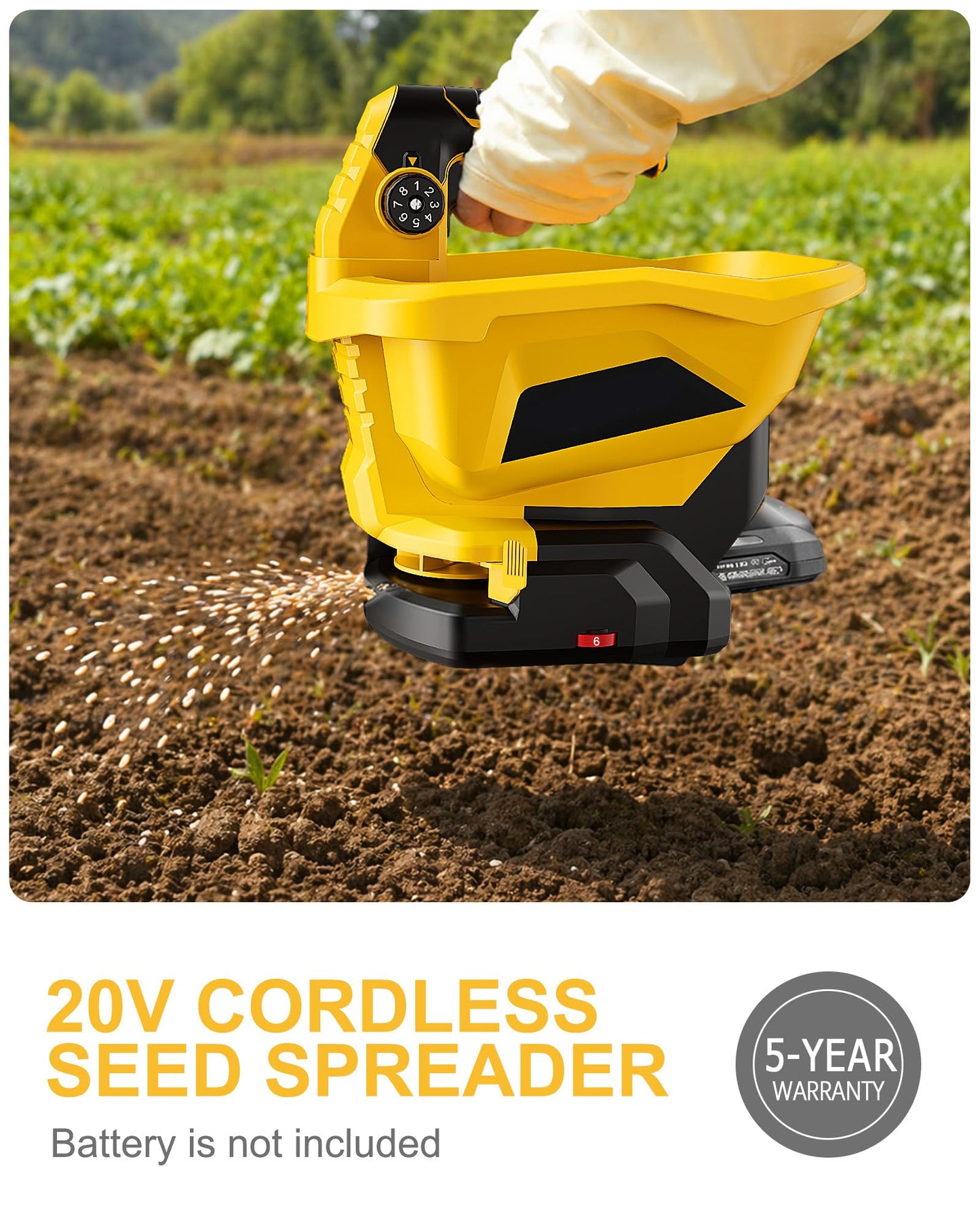 Handheld Power Seed Spreader Compatible with Dewalt 20V Battery(Tool Only), Cordless Salt Spreader Available Year-Round, Electric Lawn Spreaders for Grass Seeds, Rock Salt, Fertilizer, Feed