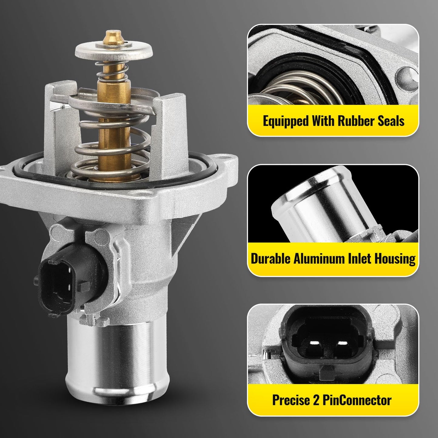 Upgrade Aluminium Thermostat Housing Assembly W/Sensors for Chevy Aveo Aveo5 2009-2011 Cruze 2011-2016 Sonic 2012-2018 Trax 2013-2018,Pontiac G3 2009-2010 - Replaces 902-821 96984104 55564891 55578419