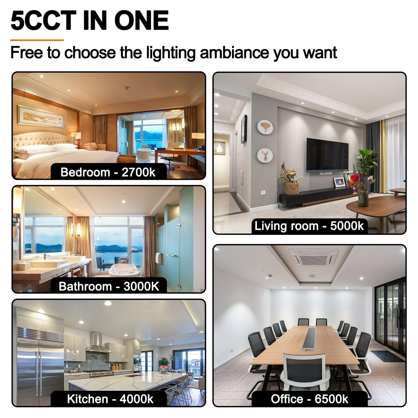 Recessed Lighting 4 Inch RGBCW Color Changing 12W LED Downlights with Junction Box,1080Lumens Recessed Ceiling Light,Dimmable by Remote Control,Dual Memory - Timer - 14 Color Choices - 3 Modes,6 Pack