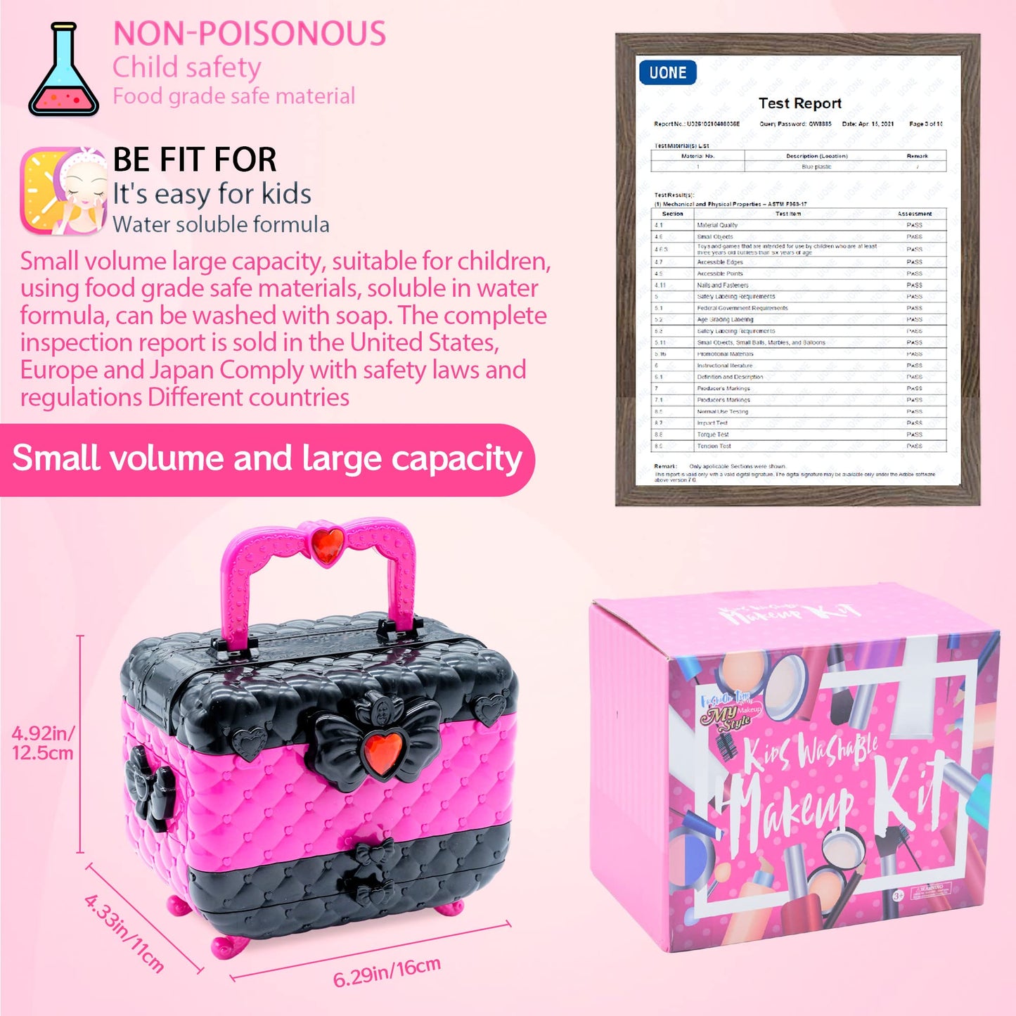 Kids Makeup Kit Girls Toys - Girls Makeup Kit for Kids, Little Kids Make up Set Safe & Non Toxic Makeup for Toddlers Children Princess, Christmas Birthday Gifts Toy for 4 5 6 7 8 Year Old Girl.