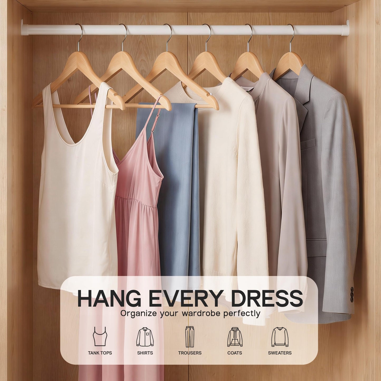 Beddora Wooden Hangers 30 Pack - 360 rotatable Swivel Hook Durable & Slim Lightweight with Shoulder Grooves - Wood Hanger for Clothes Coats Pants Suits Jackets in Natural