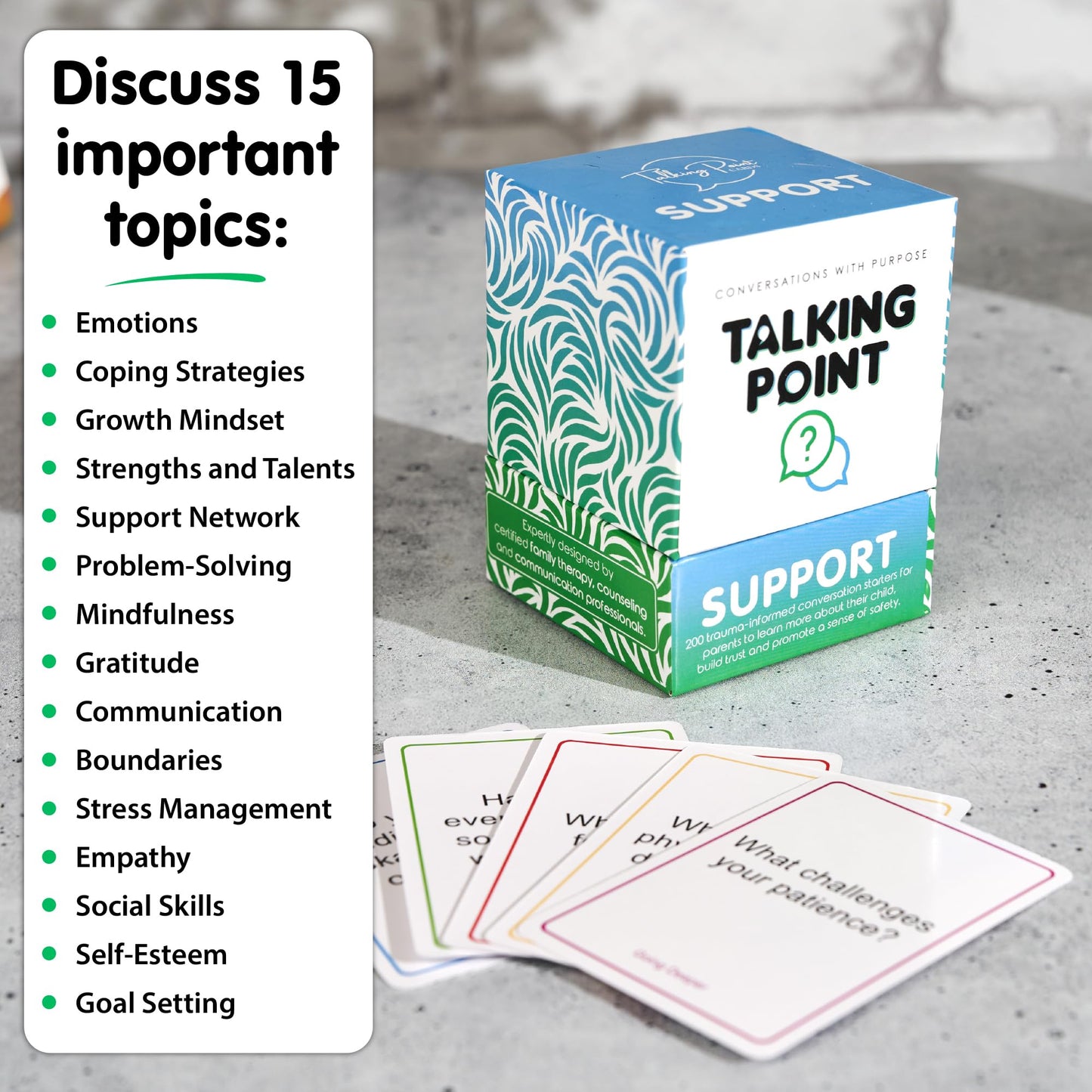 200 Safe, Trauma-Informed Conversation Starter Cards for Stronger Families - Build Support, Trust and Connection While Promoting A Sense of Safety - Parents Adults Children's Therapy Icebreaker Game