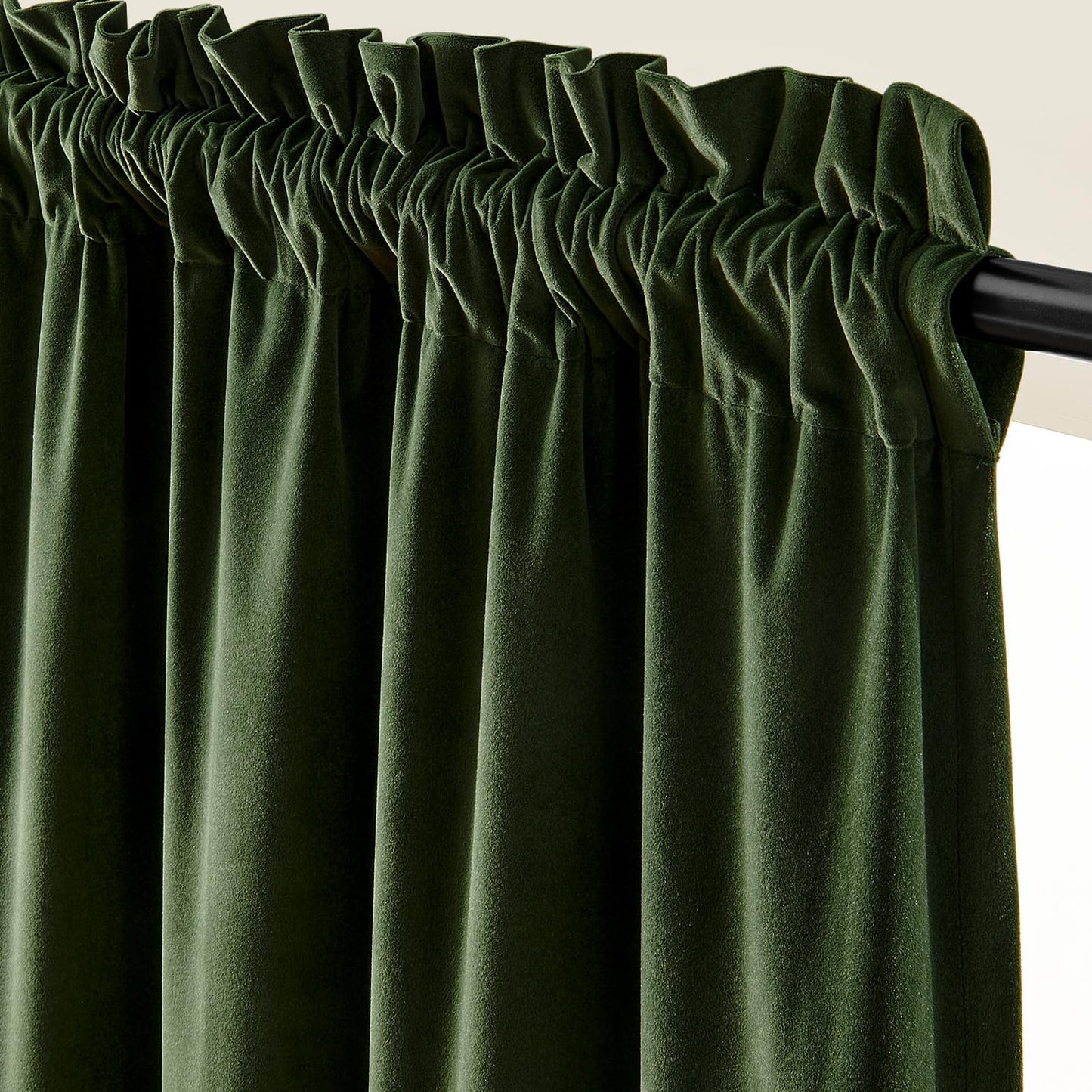 Lazzzy Dark Green Velvet Curtains 84 Inch Long 2 Panels Blackout Thermal Insulated Curtain Drapes for Bedroom Living Room Darkening Window Treatments Rod Pocket Moss Green