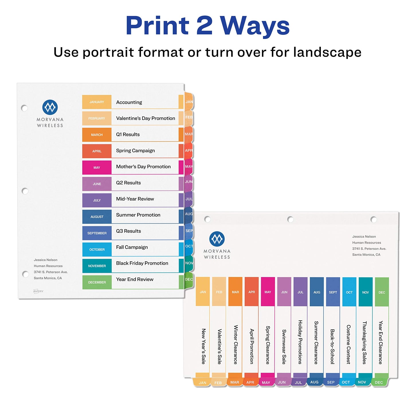 Avery Ready Index Table of Content Monthly Dividers for Laser/Inkjet Printers, Jan-Dec, 12-Tab, Multi-Colour, 6 Set, (11830)
