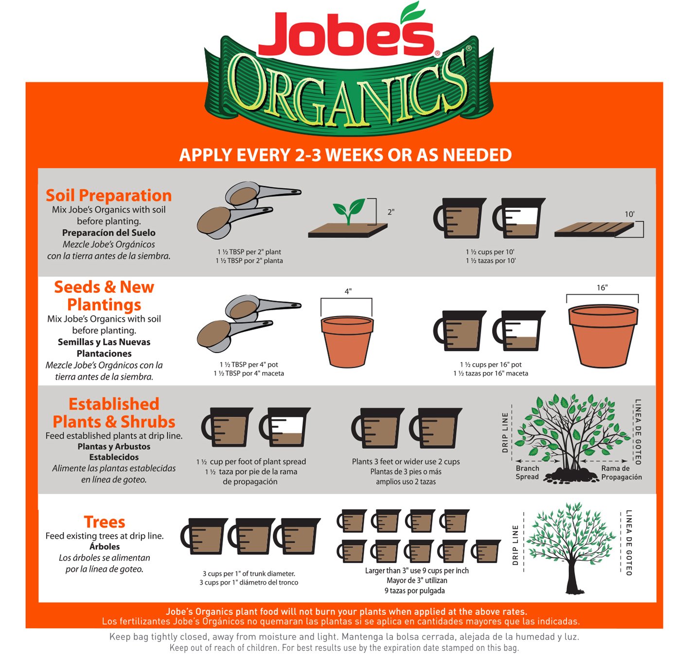 Jobe’s Organics Fruit & Citrus Fertilizer with Biozome, 3-5-5 Organic Fast Acting Granular Fertilizer for All Fruit and Citrus Trees, 4 Pound Bag