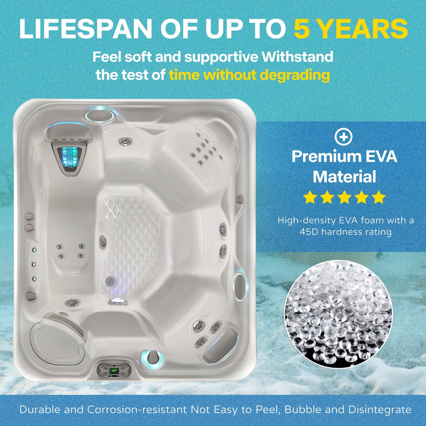 3-PACK 74316 74317 Spa Neck Pillow for Hot Spring Highlife Series Spas from Mid-Year 2007 through 2013, 14.5"L x 4.75"W Cool Gray Hot Tub Spa Head Rest Pillows for Watkin Five Years Free Replacement