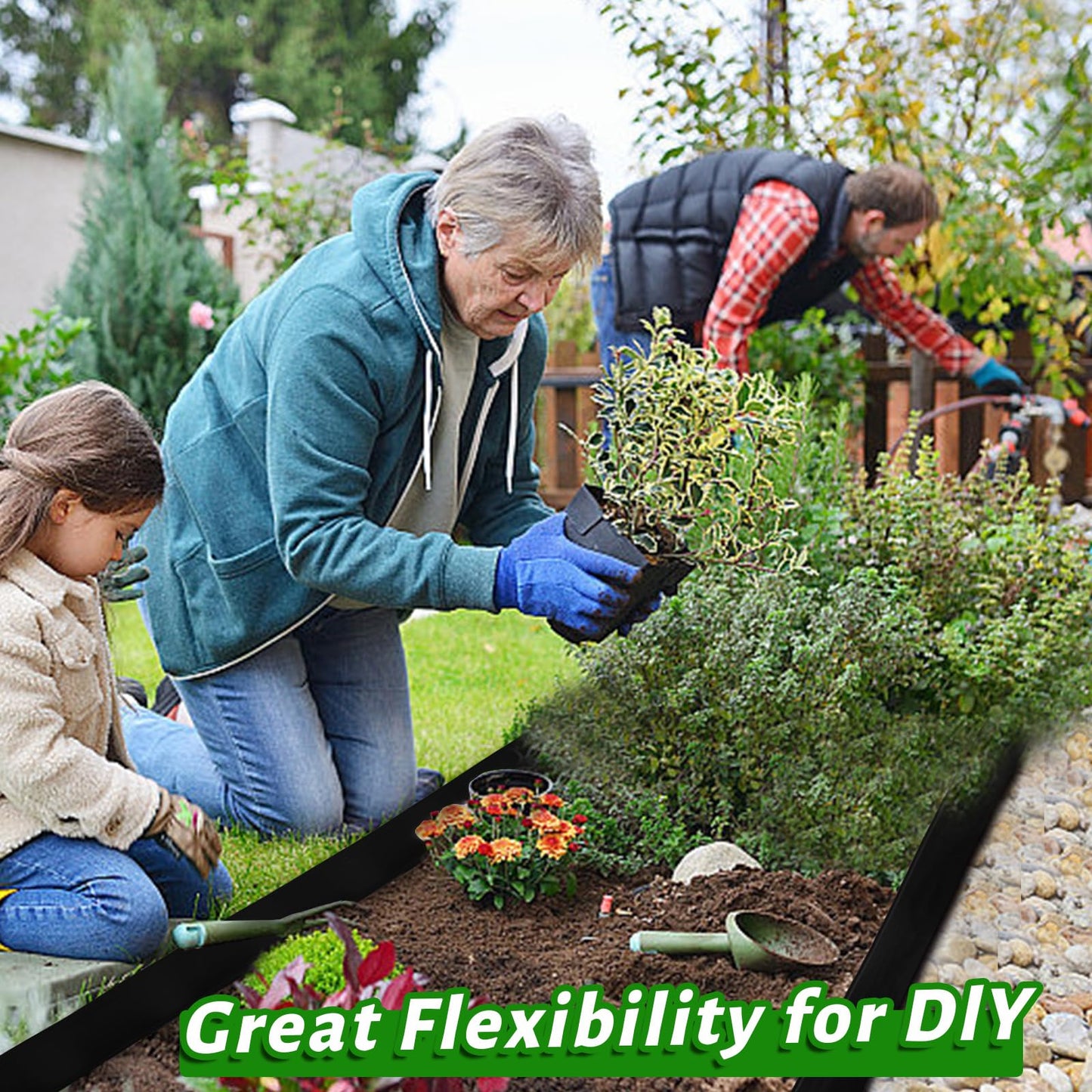 No Dig Lawn Edging Kit,Landscape Edging with Stakes fit for Lawn,Flower Garden,Grass,Lawn Edging,The Yard (60FT)