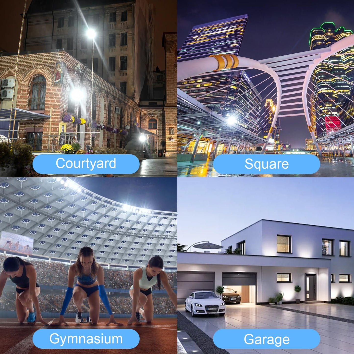 1 Pack 300W LED Flood Light Outdoor, Exterior Flood Lights, Outdoor Flood Lights, Plug in Flood Light, for Yard, Garden, Playground, Lawn, Garages,Basketball Court, Stadium