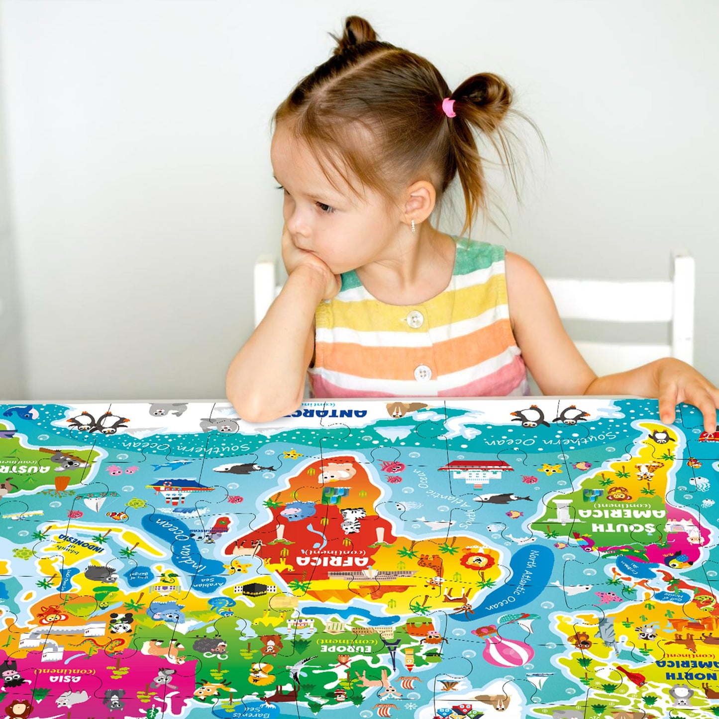 QUOKKA Giant Floor Puzzles for Kids Ages 3-5 - 2x3 Feet 48 Piece Puzzles for Kids Ages 4-8 - Educational Toys on Large Puzzles for Boys and Girls Ages 3-5 - World Map Toy Gift Activities
