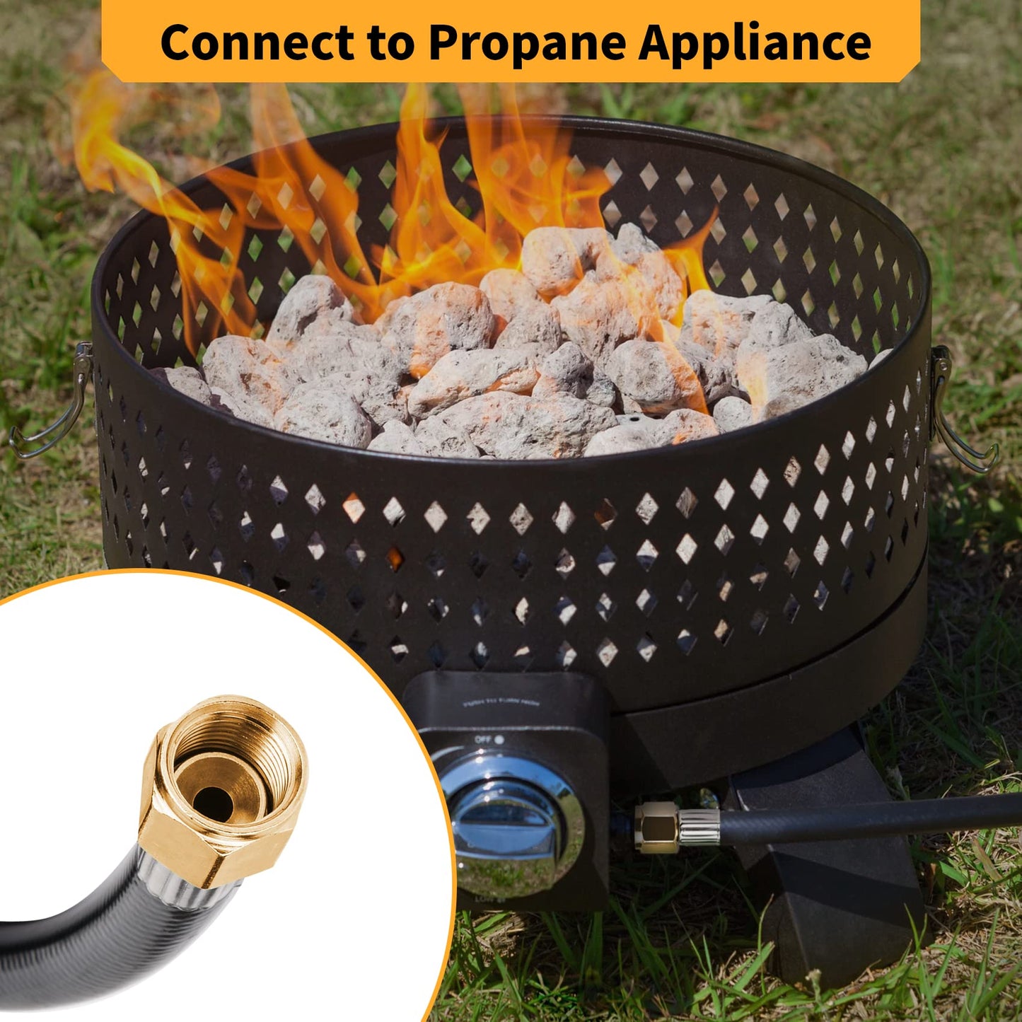 Onlyflame 20FT Propane Hose Extension With 3/8" Female Flare on Both Ends - Flexible Gas Line for RV, BBQ Grill, Tank, Heater and More