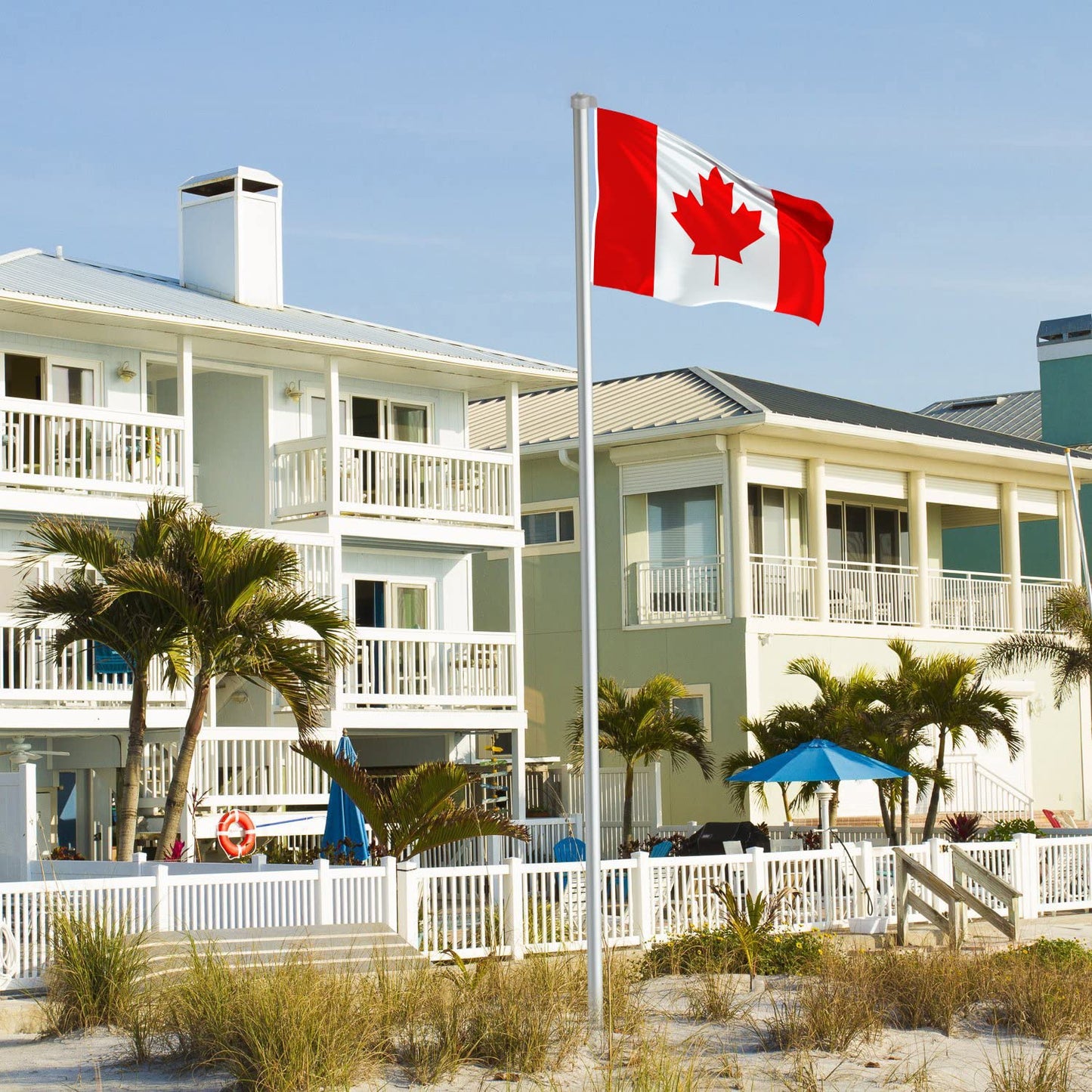 BRUBAKER 13.1 Feet (4m) Aluminum In-Ground Flagpole with 5 Feet by 3 Feet (150 x 90cm) Canadian Flag