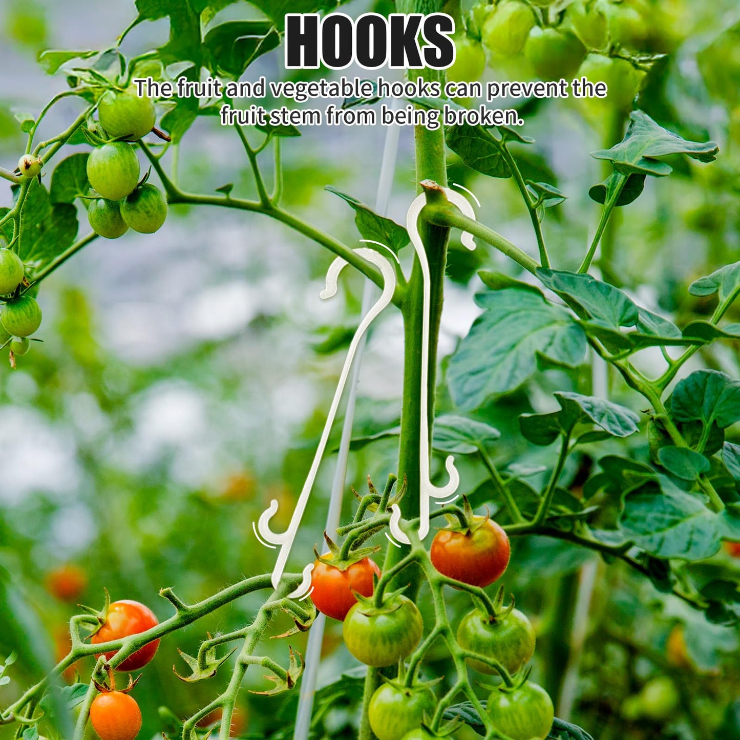 190pcs Tomato Hooks with String with Tomato Plant Support Clips, J-Hook, Tomato Holder Hooks with 33.3ft Tomato Twine for Climbing Plants Tomato Cucumber Cherry Vegetable