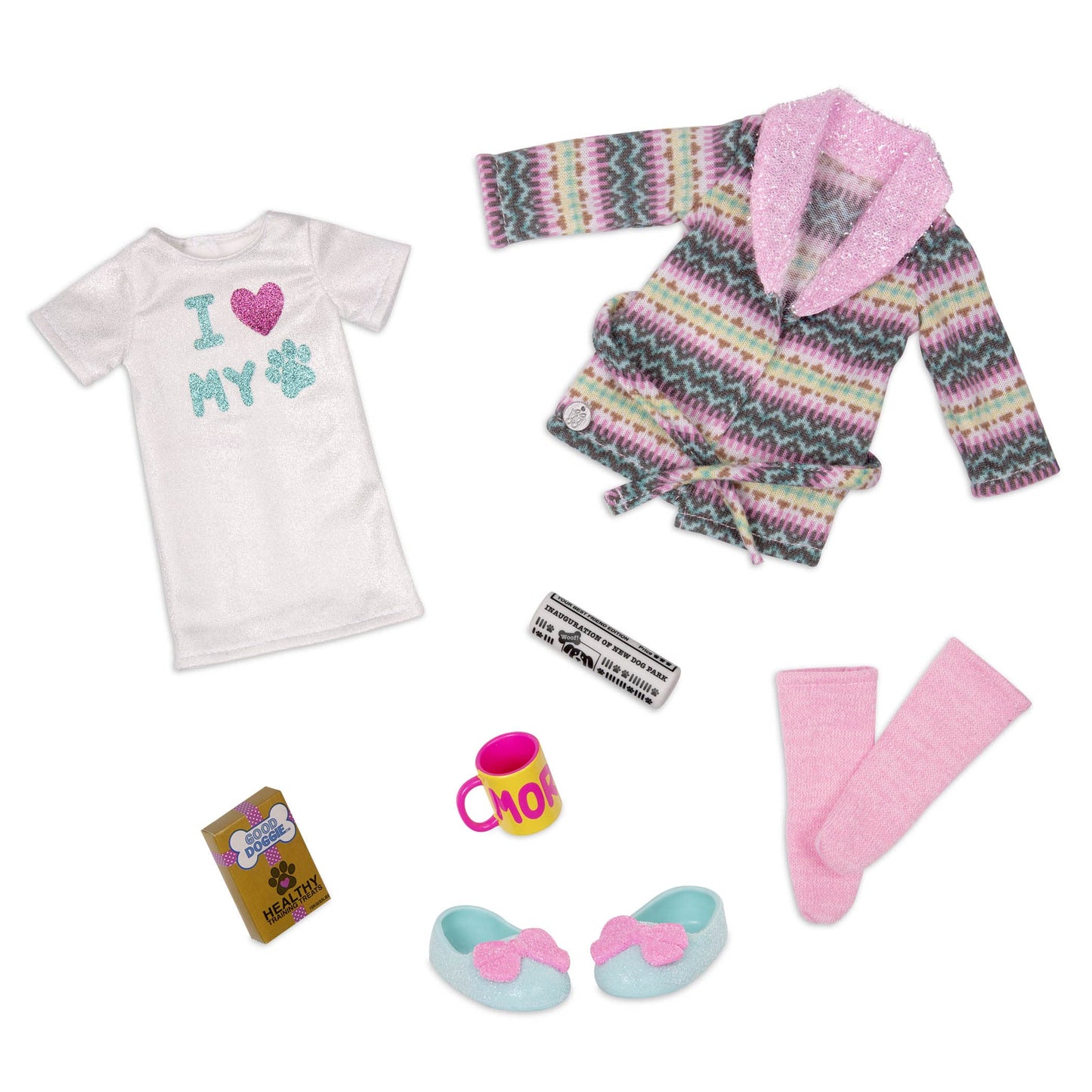 Glitter Girls – 14-Inch Doll Outfit Bundle – 3 Fashion Outfits – Rainbow Jacket, Cat – Ears, Sweater Dress – Clothes & Accessories – Fashion Pack – 3+ Years