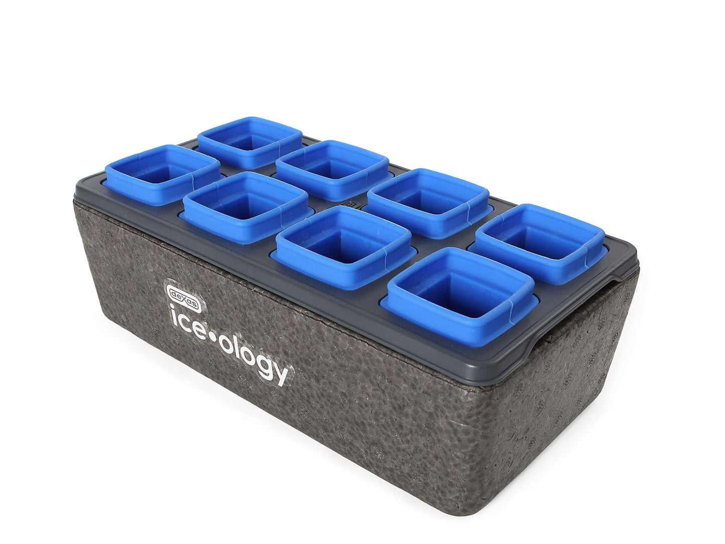 Dexas ice•Ology Silicone Clear Ice Maker Tray for Crystal Clear Craft Cocktail Ice, 8 Count Cube Tray, 1.375 Inch Square Cubes